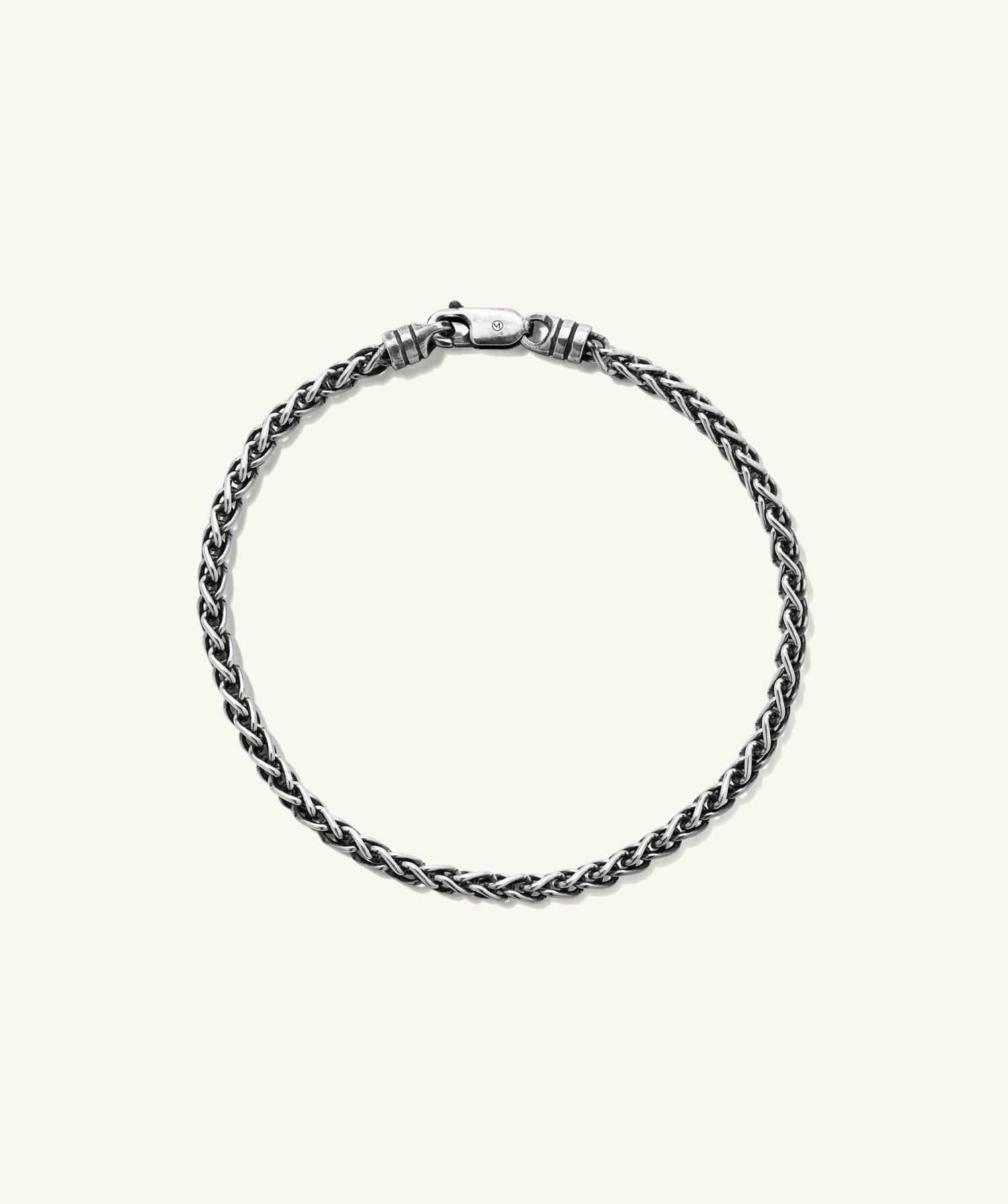 3.3mm Wheat Chain Bracelet Oxidized Sterling Silver | Womens Chain Bracelets