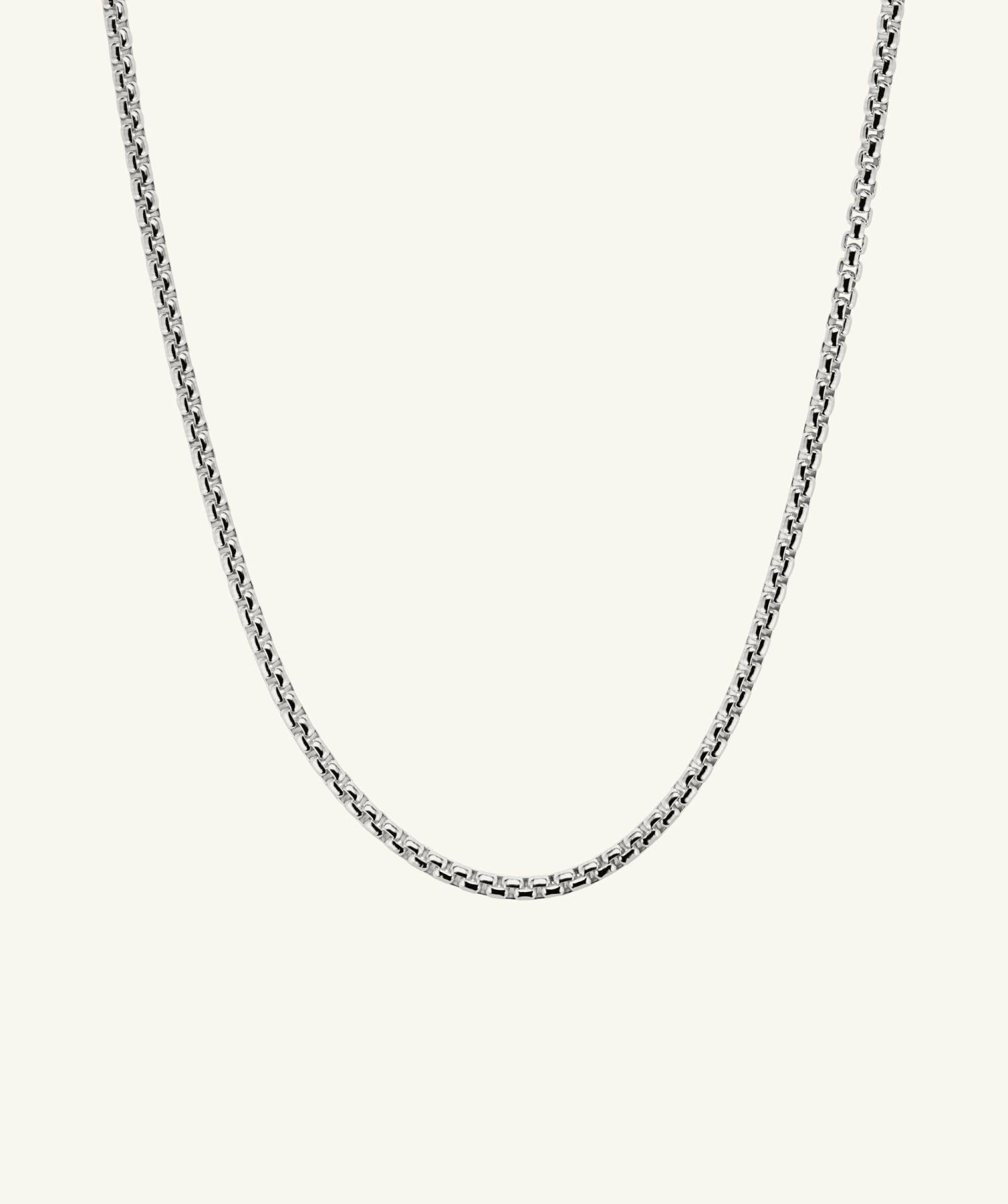 3.7mm Round Box Chain Necklace Sterling Silver | Womens Chain Necklaces