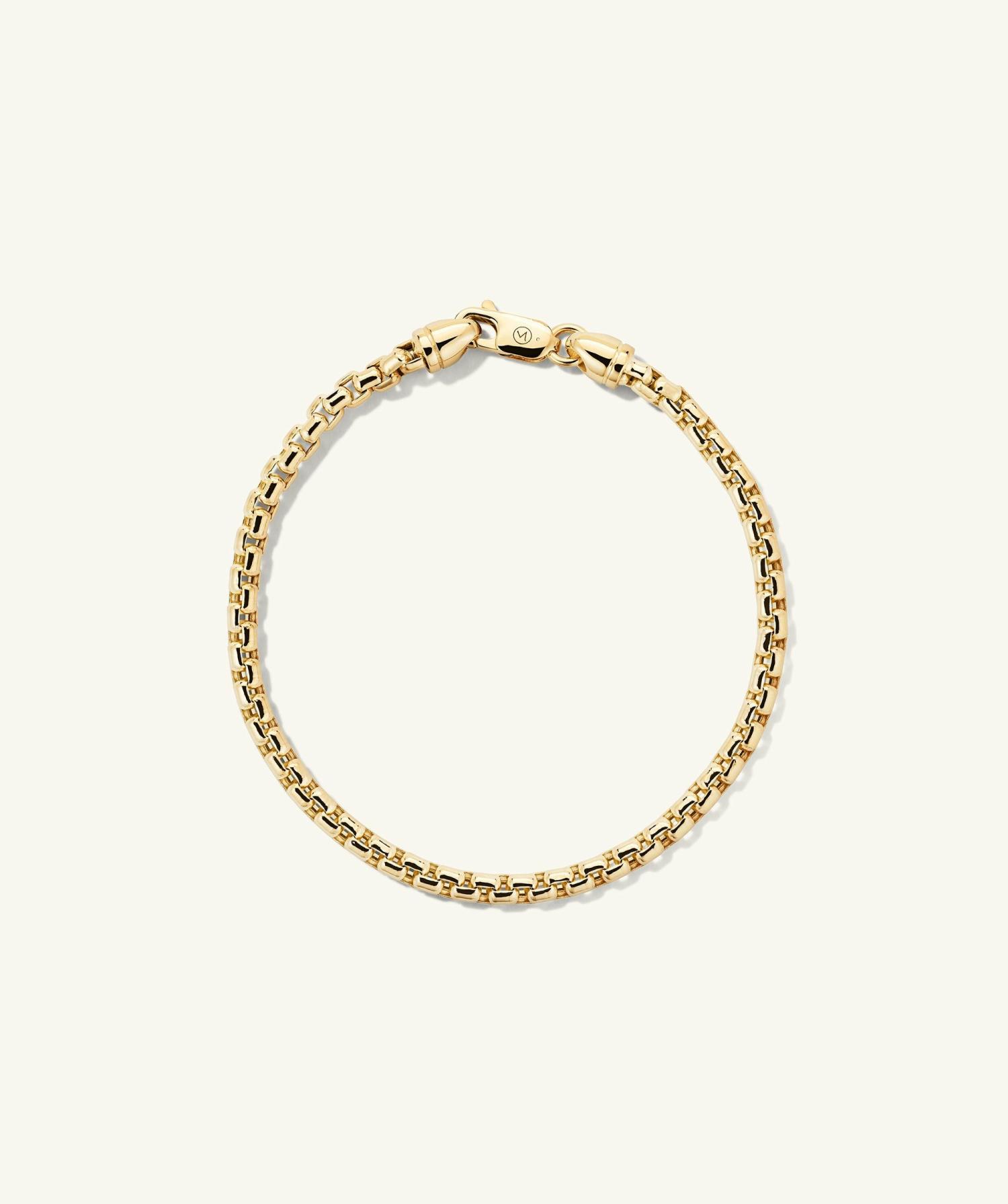 3mm Round Box Chain Bracelet 14k Yellow Gold | Womens Chain Bracelets