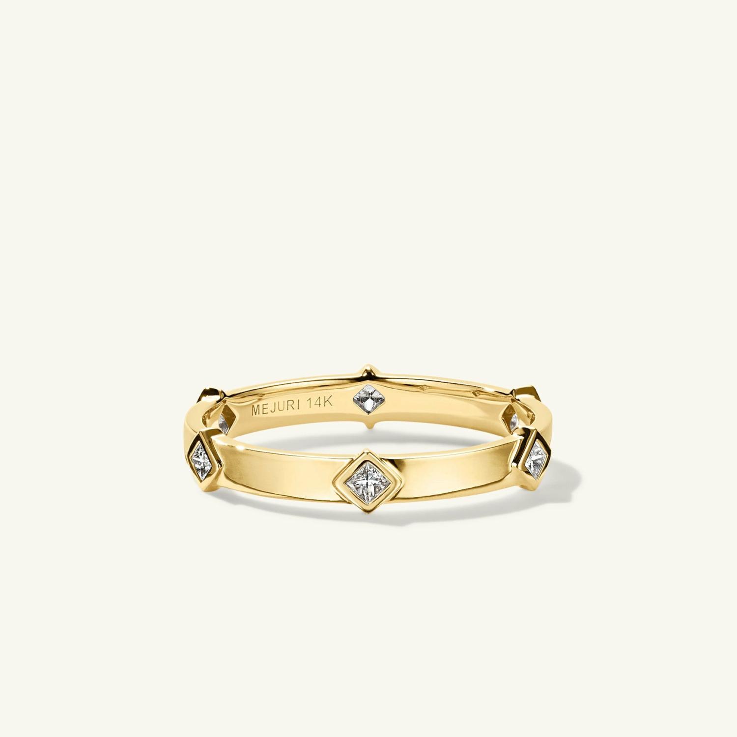 Angled Diamond Station Ring 14k Yellow Gold | Womens Stackable Rings