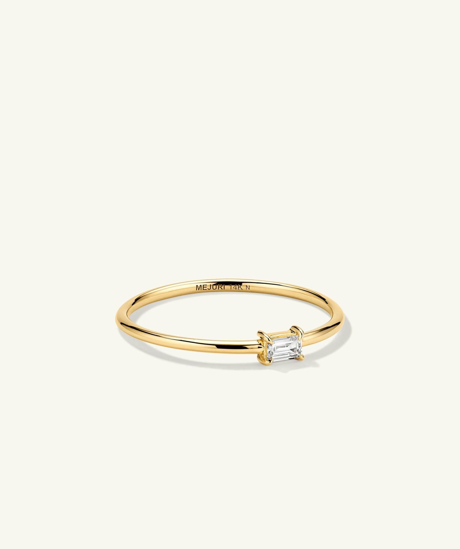 Baguette Stacker Ring 14k Yellow Gold | Womens Stackable Rings