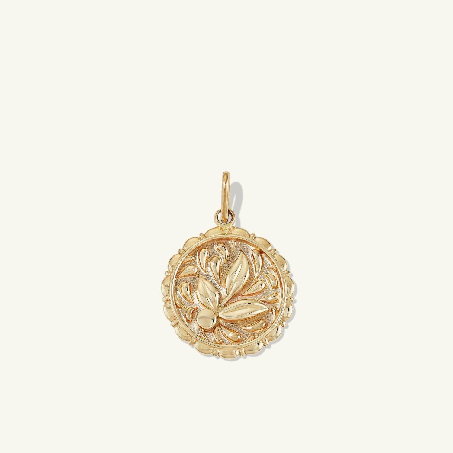 Balance: Terra Coin Charm Pendant 14k Yellow Gold | Womens Necklace Charms