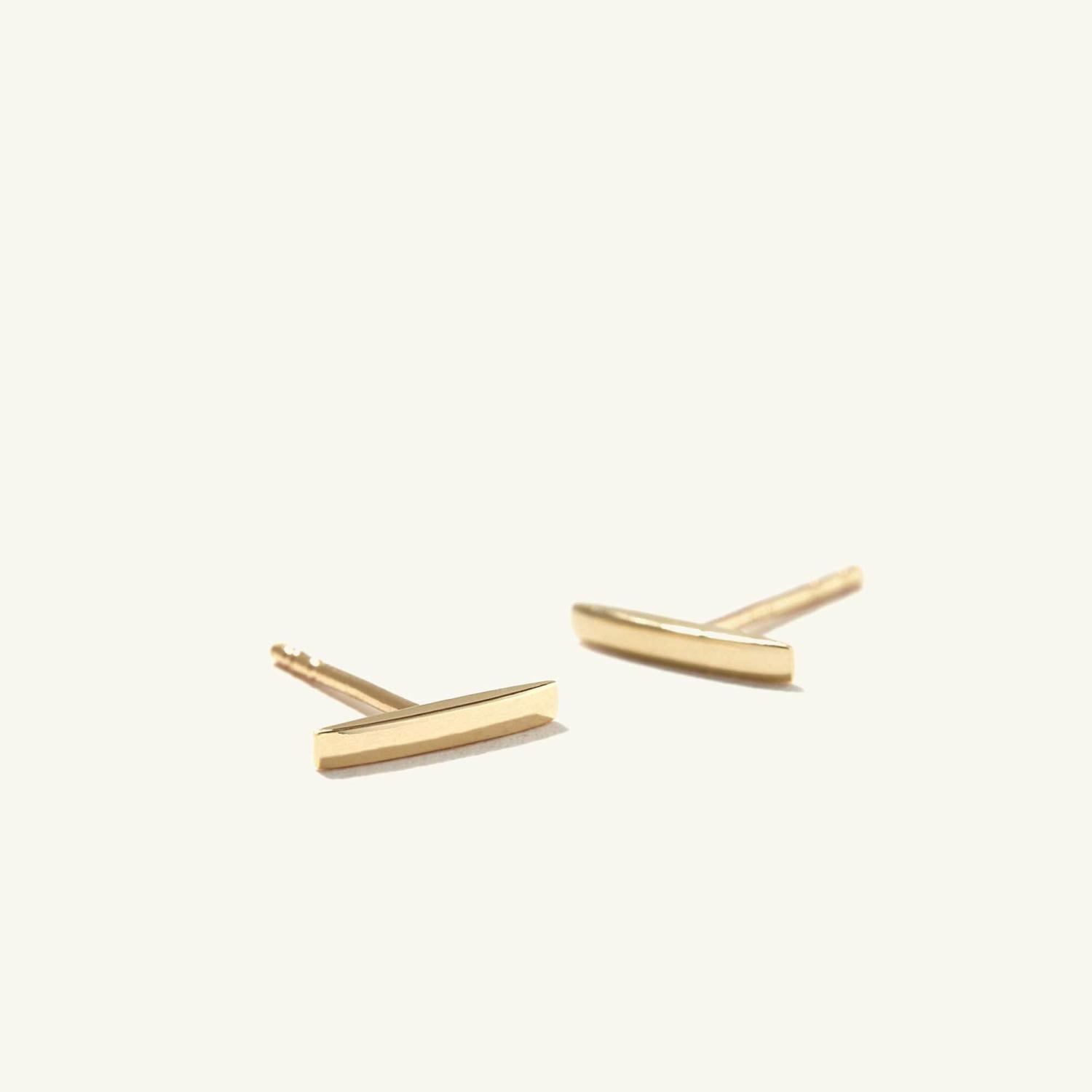 Bar Studs 14k Yellow Gold | Womens Stud Earrings