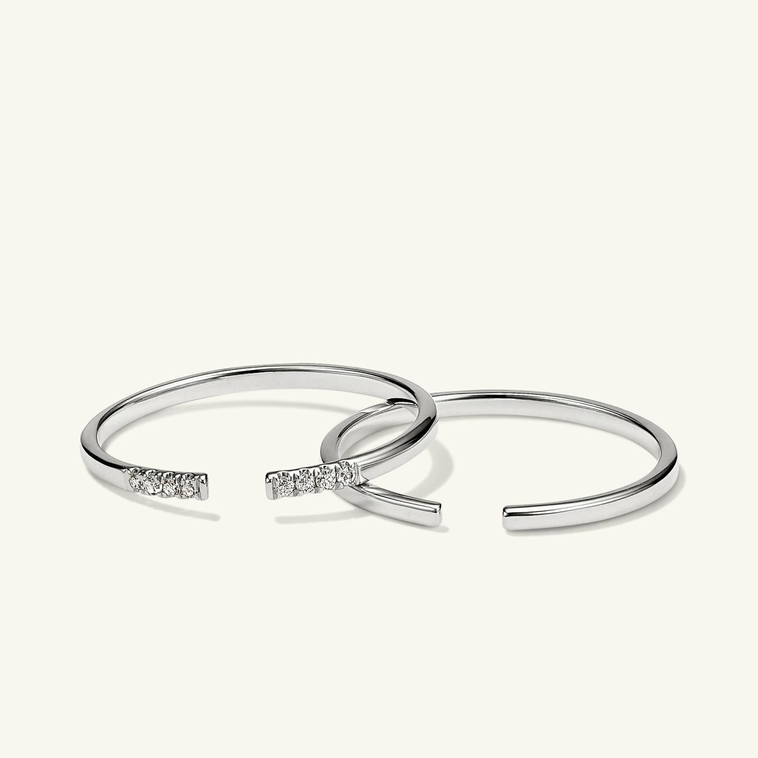 Beam Open Ring Stacker Set 14k White Gold | Womens Stackable Rings