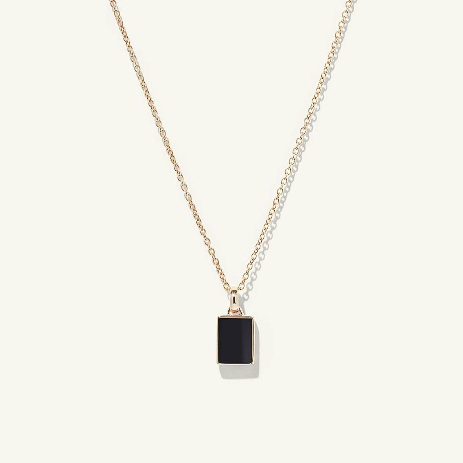 Black Onyx Pendant Necklace 14k Yellow Gold | Womens Pendant Necklaces