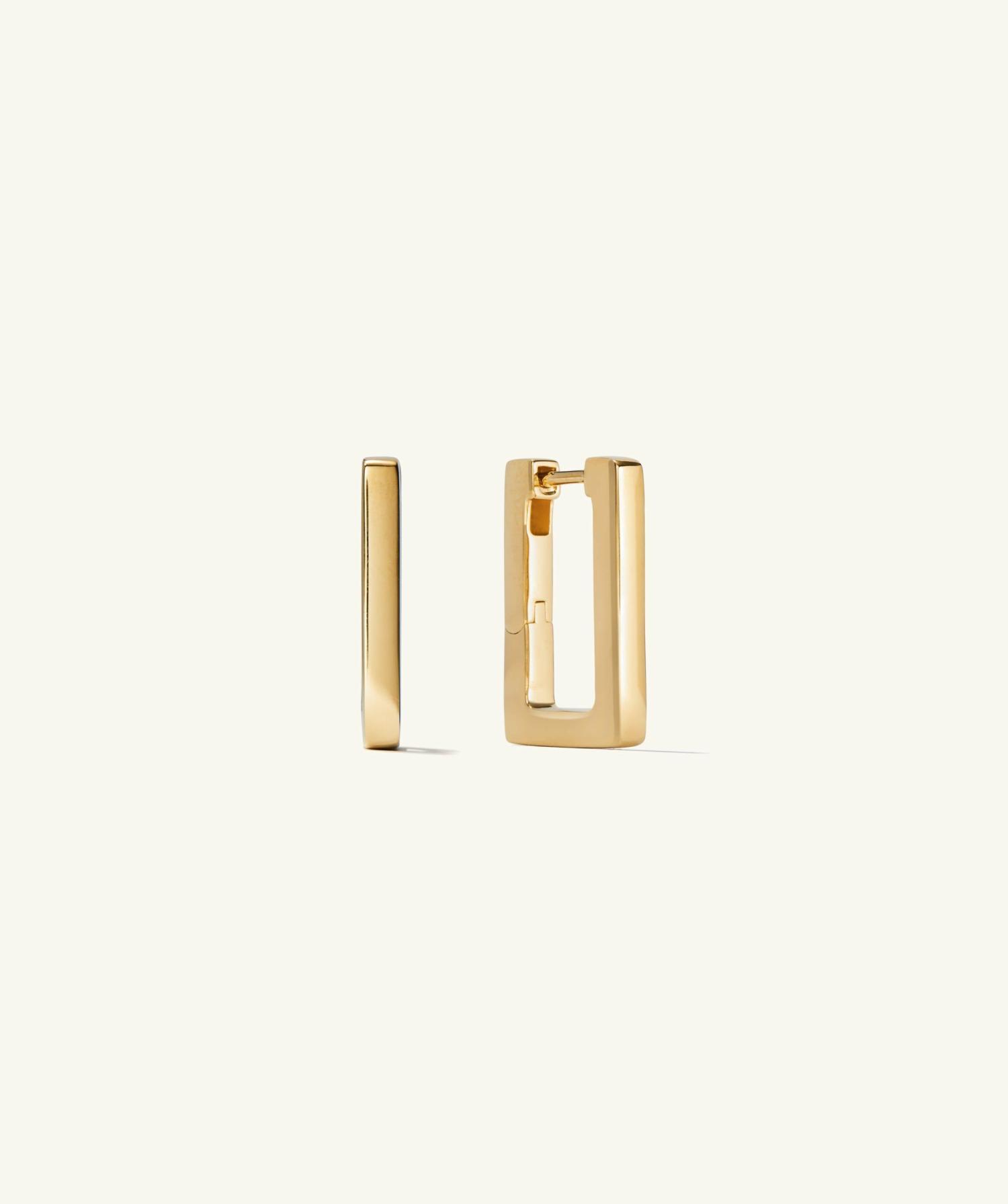 Block Medium Hoops Gold Vermeil | Womens Hoop Earrings