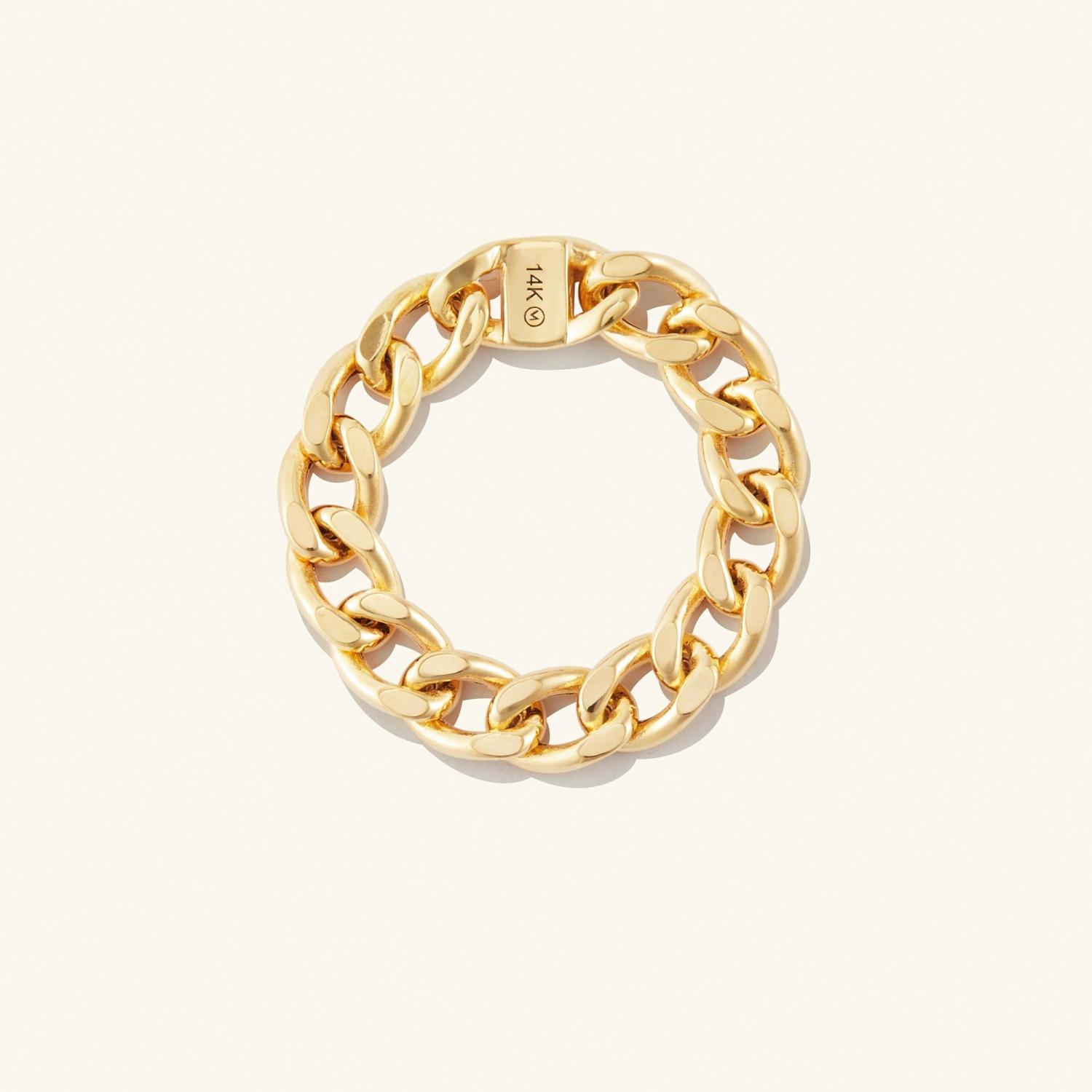 Bold Chain Ring 14k Yellow Gold | Womens Statement Rings