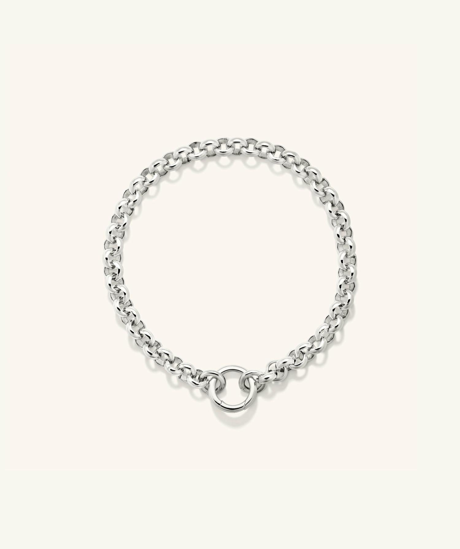 Bold Rolo Chain Charm Bracelet Sterling Silver | Womens Chain Bracelets