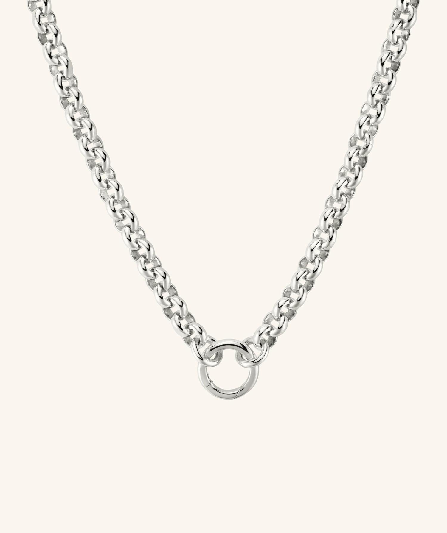 Bold Rolo Chain Charm Necklace Sterling Silver | Womens Chain Necklaces