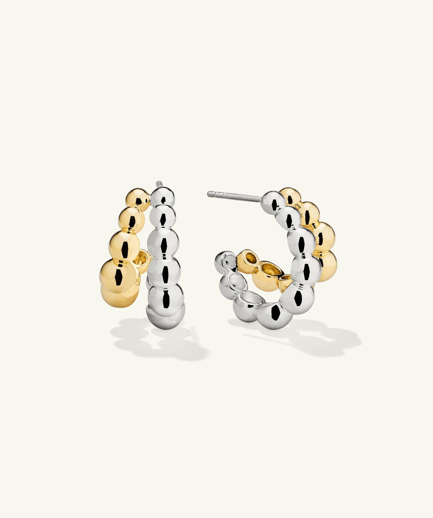 Bubble Sphere Duo Hoops Sterling Silver/Gold Vermeil | Womens Hoop Earrings