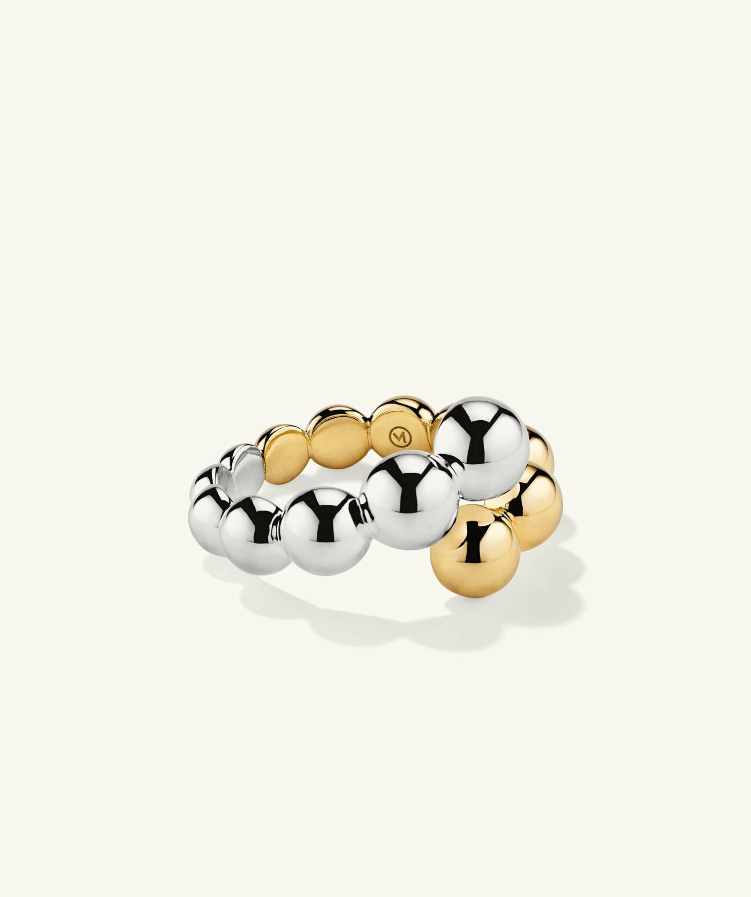 Bubble Sphere Mixed Bypass Ring Sterling Silver, Gold Vermeil | Womens Statement Rings