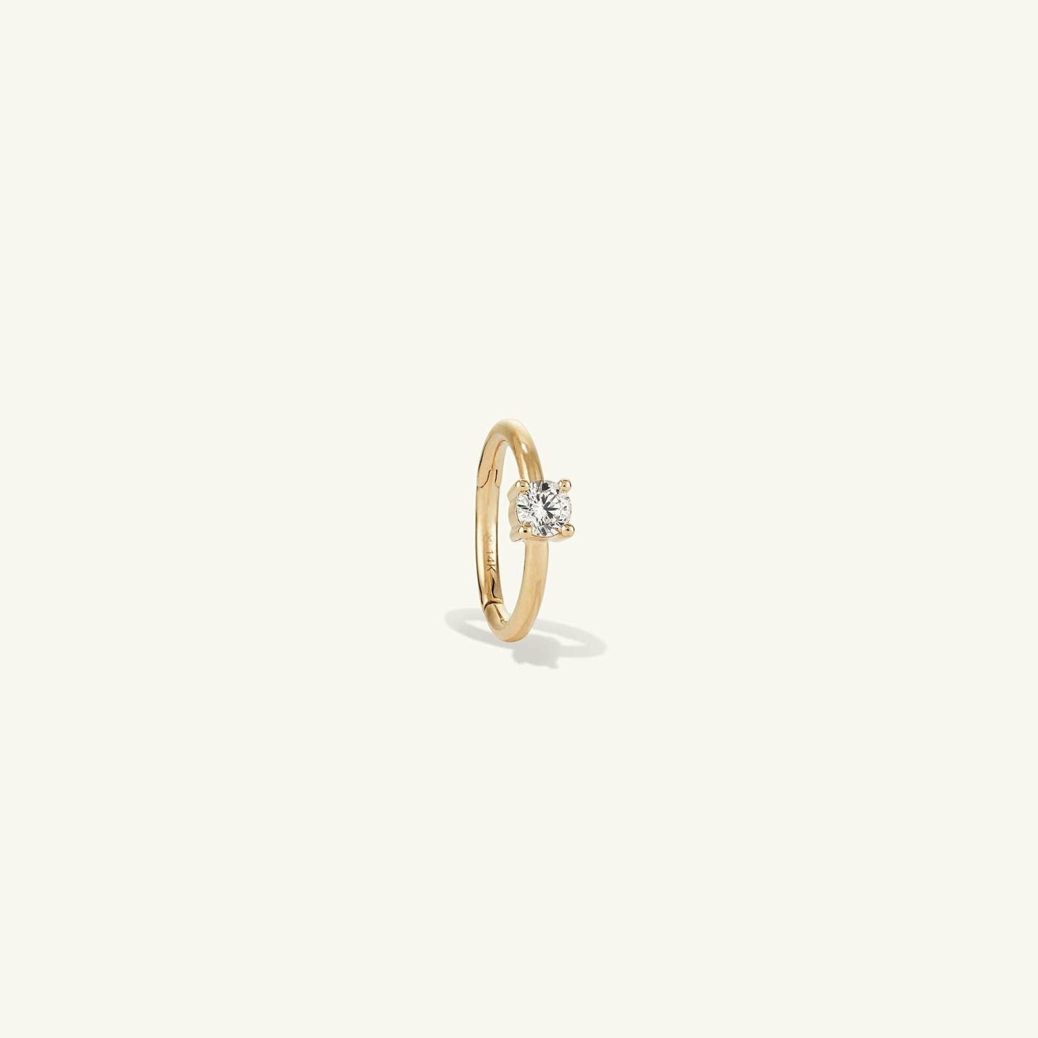 Cartilage Solo Diamond Mini Hoop 14k Yellow Gold | Womens Single Earrings