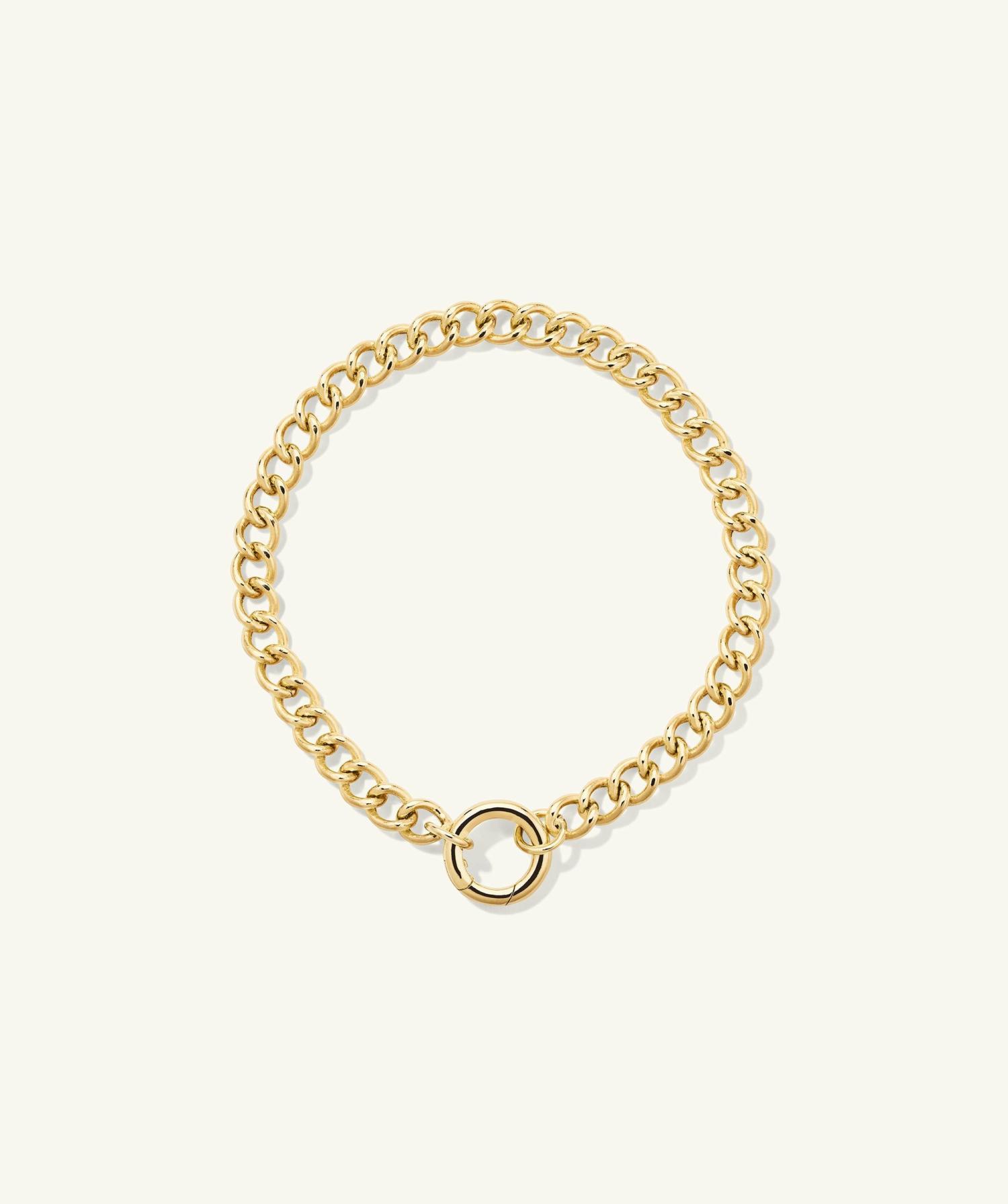 Curb Chain Charm Bracelet 14k Yellow Gold | Womens Chain Bracelets