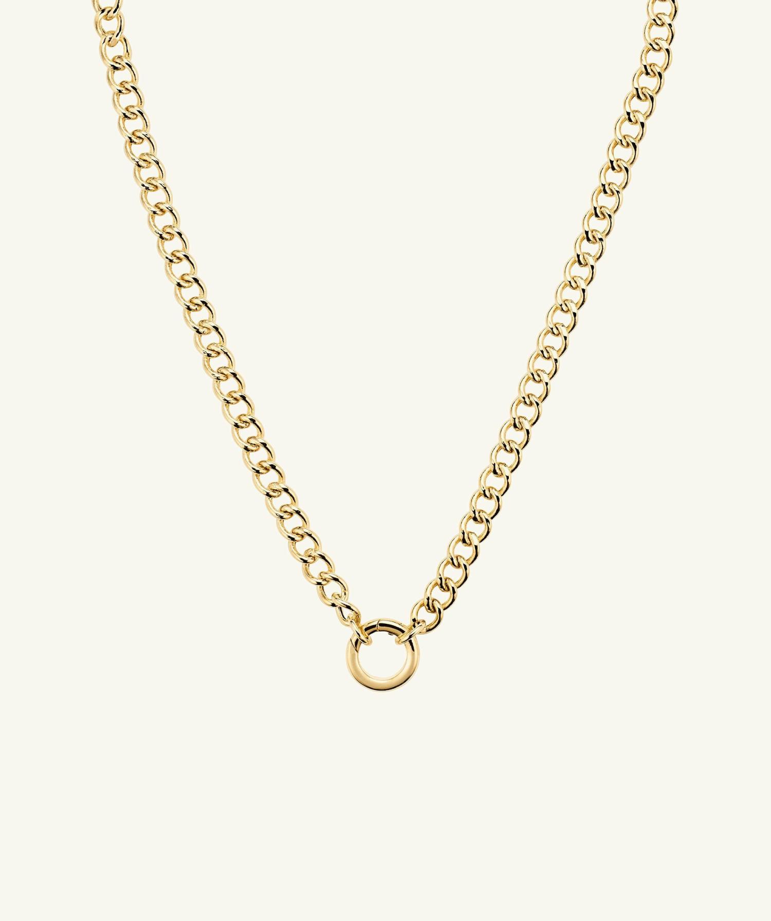 Curb Chain Charm Necklace 14k Yellow Gold | Womens Chain Necklaces