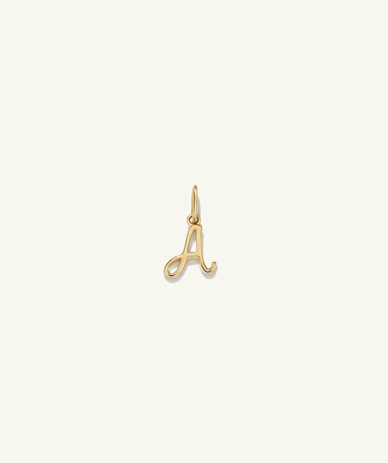 Cursive Letter Charm 14k Yellow Gold | Womens Necklace Charms