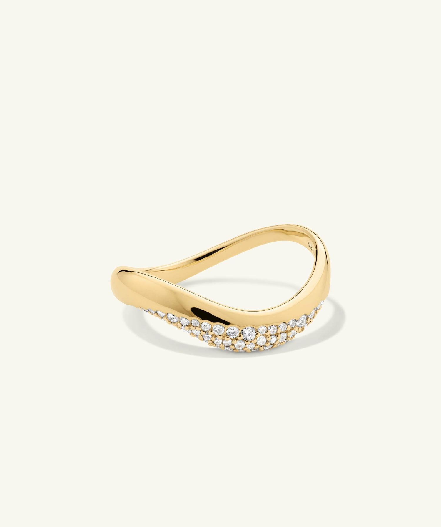 Dôme Figure Diamond Dipped Ring 14k Yellow Gold | Womens Statement Rings