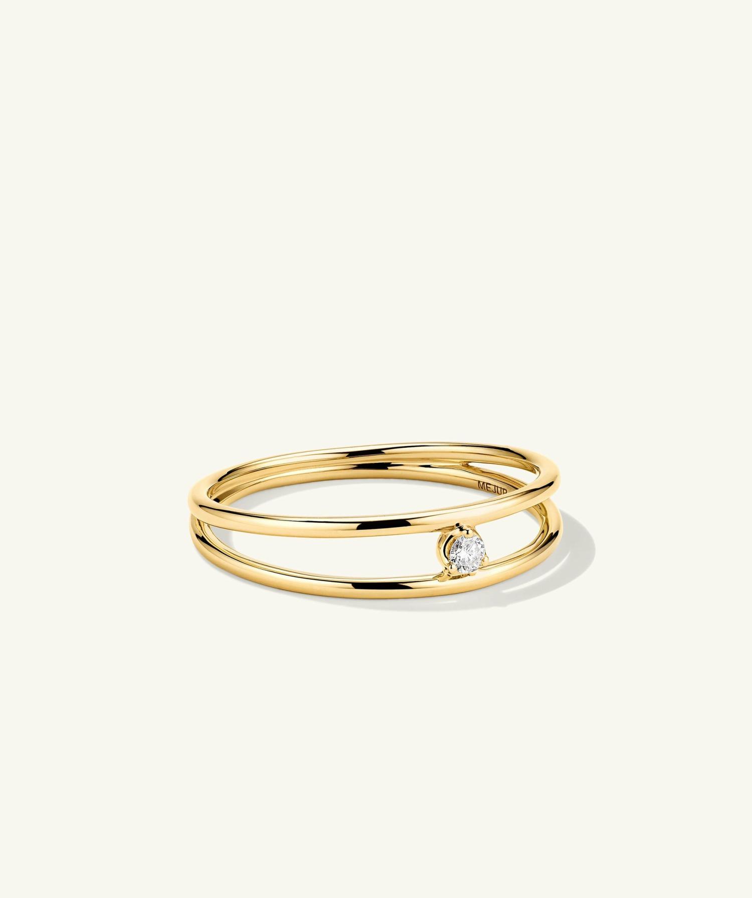 Diamond Double Stacker Ring 14k Yellow Gold | Womens Stackable Rings