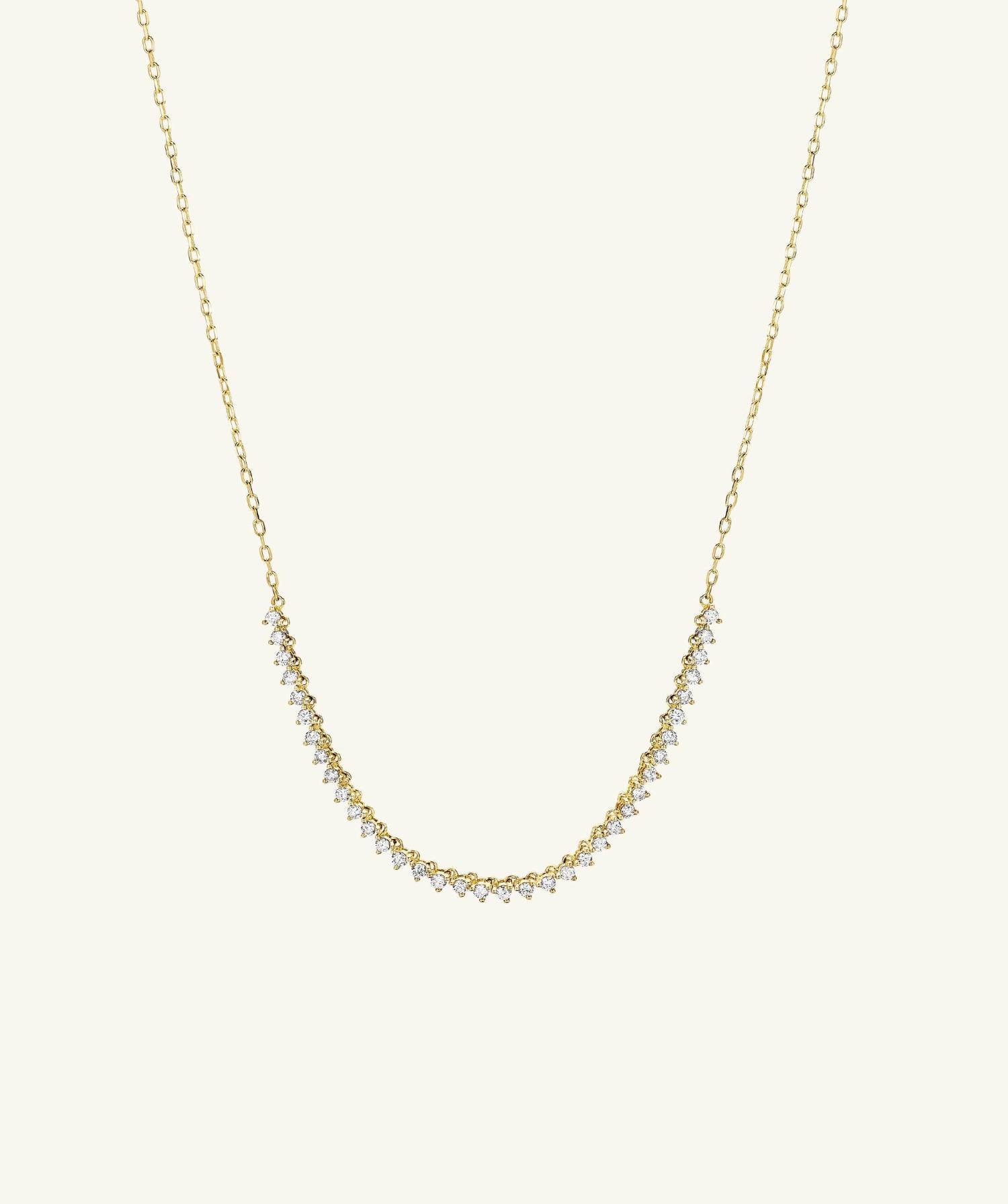 Diamond Half Tennis Necklace 14k Yellow Gold | Womens Tennis Necklaces