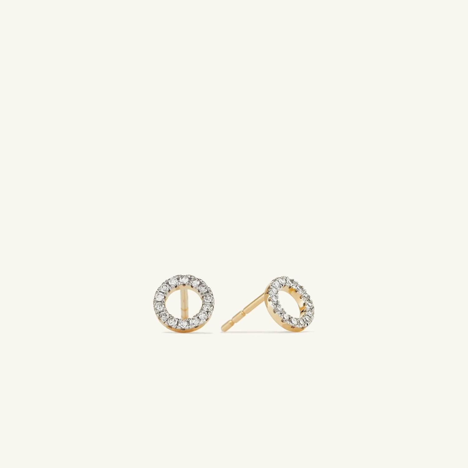 Diamond Halo Studs 14k Yellow Gold | Womens Stud Earrings