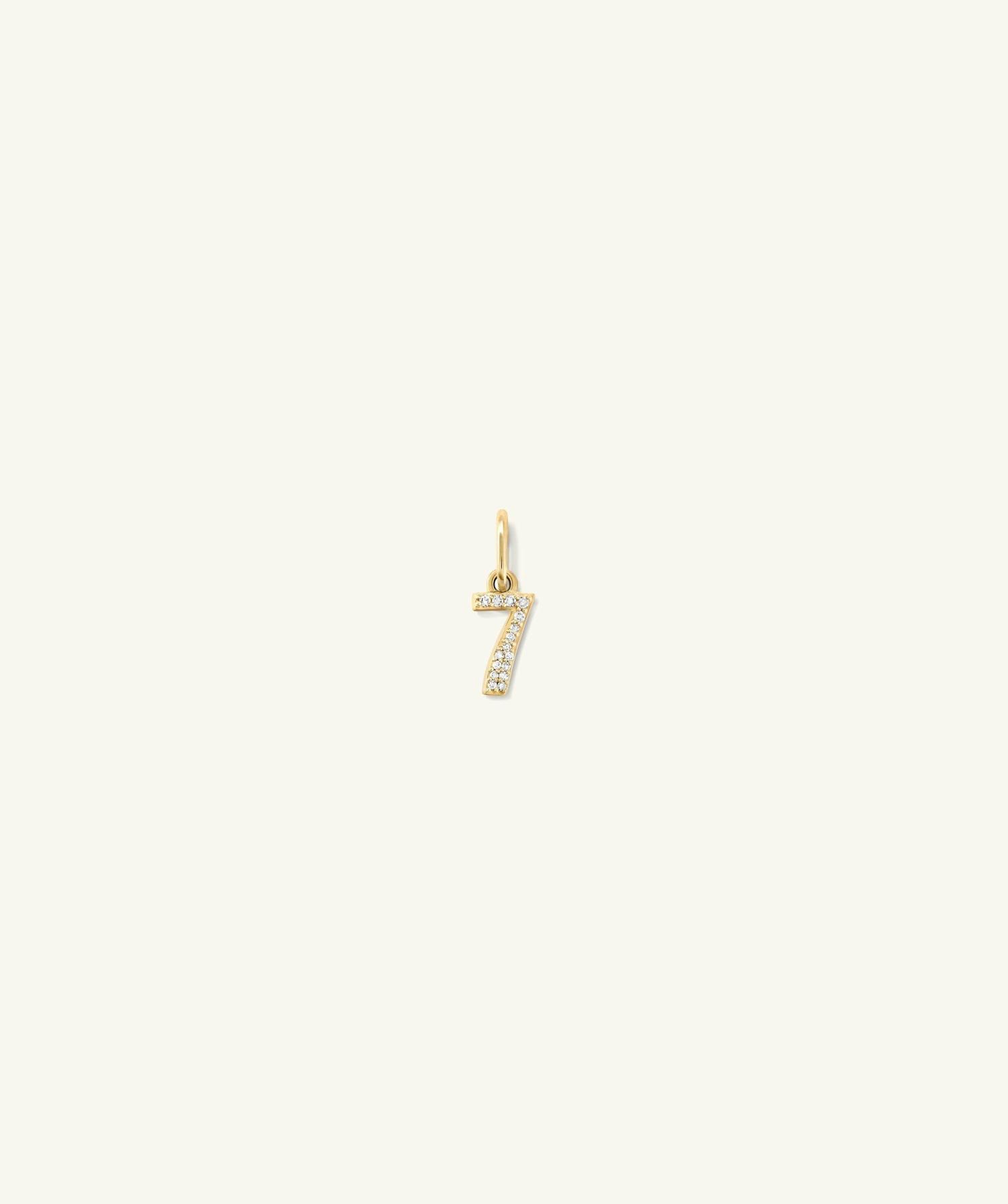 Diamond Number Charm 14k Yellow Gold | Womens Bracelet Charms