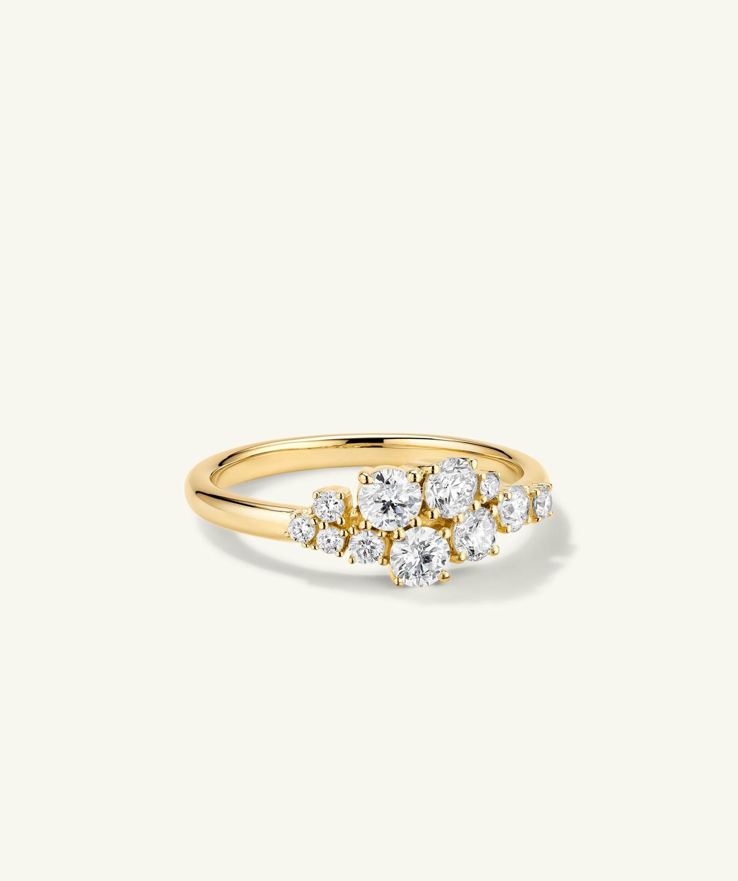 Diamonds Cluster Ring 14k Yellow Gold | Womens Statement Rings