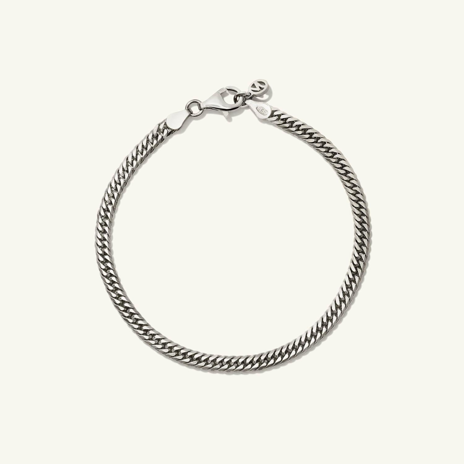 Double Curb Chain Bracelet Sterling Silver | Womens Chain Bracelets