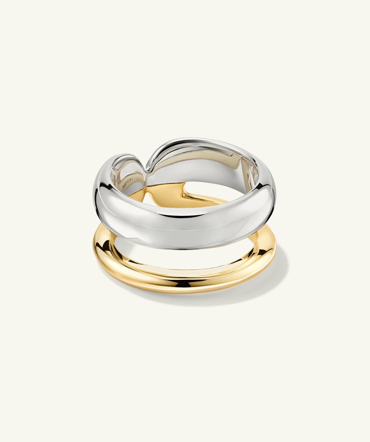 Duet Mixed Ring Gold Vermeil, Sterling Silver | Womens Statement Rings