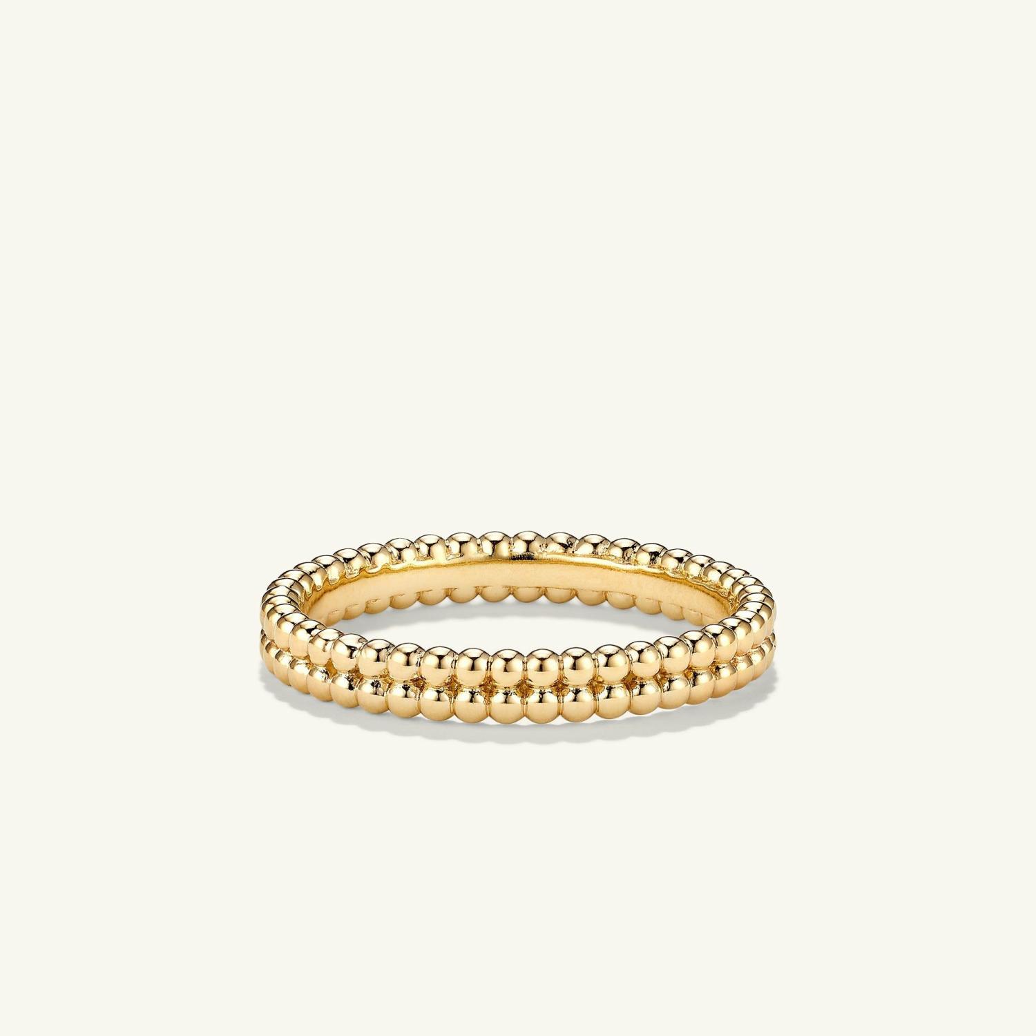 Duo Beaded Stacker Ring Gold Vermeil | Womens Stackable Rings