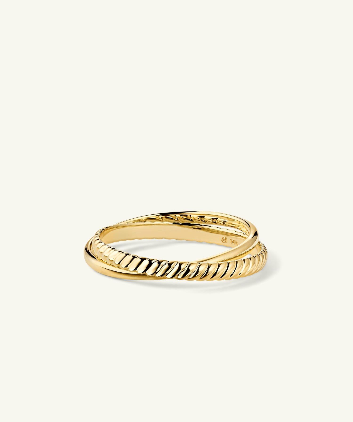 Duo Ring 14k Yellow Gold | Womens Stackable Rings