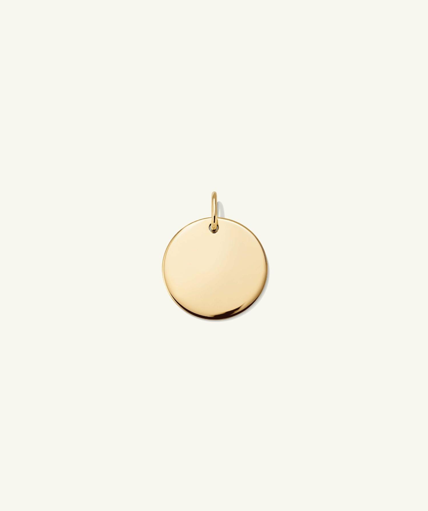 Engravable Disc Charm 14k Yellow Gold | Womens Necklace Charms