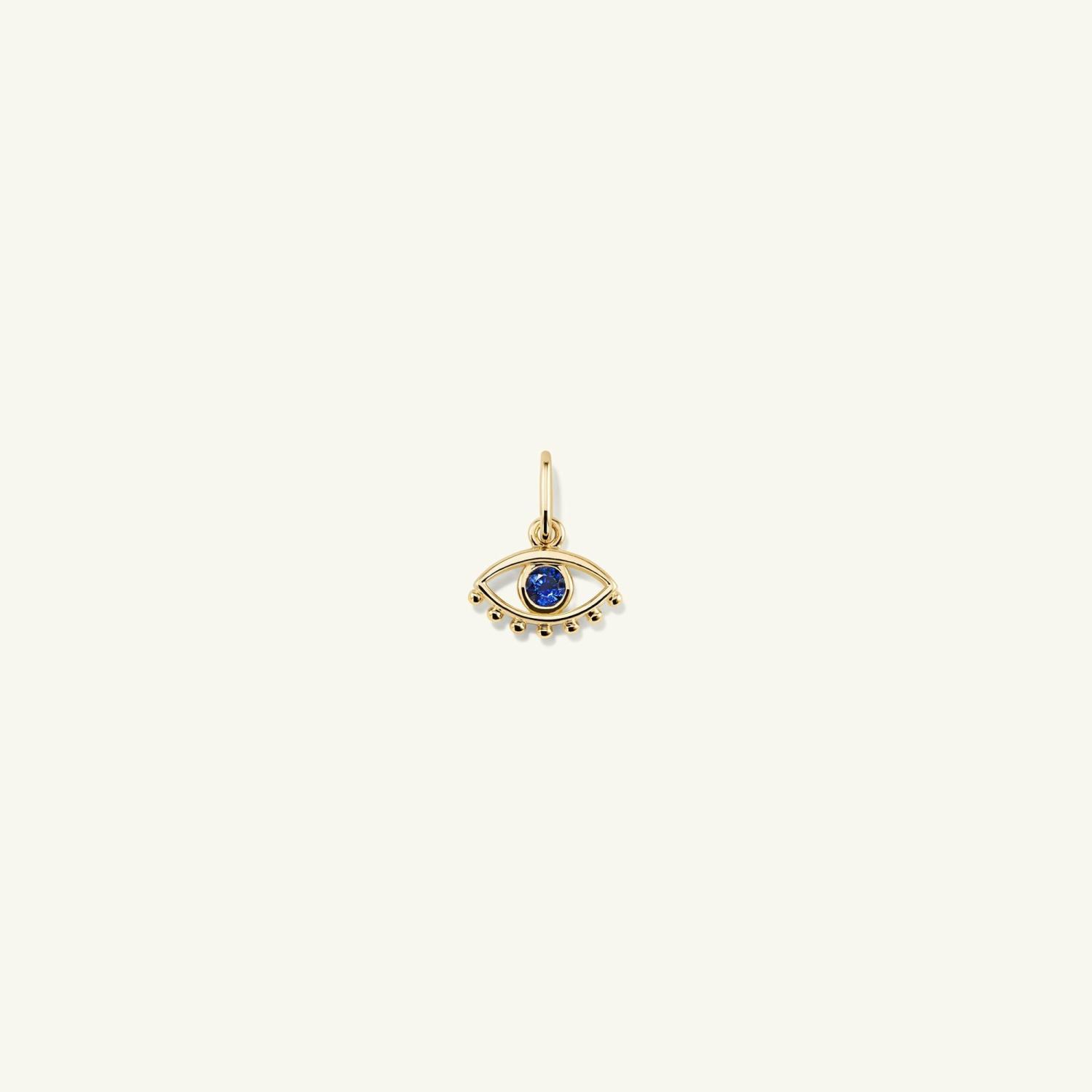 Evil Eye Gemstone Charm 14k Yellow Gold | Womens Necklace Charms