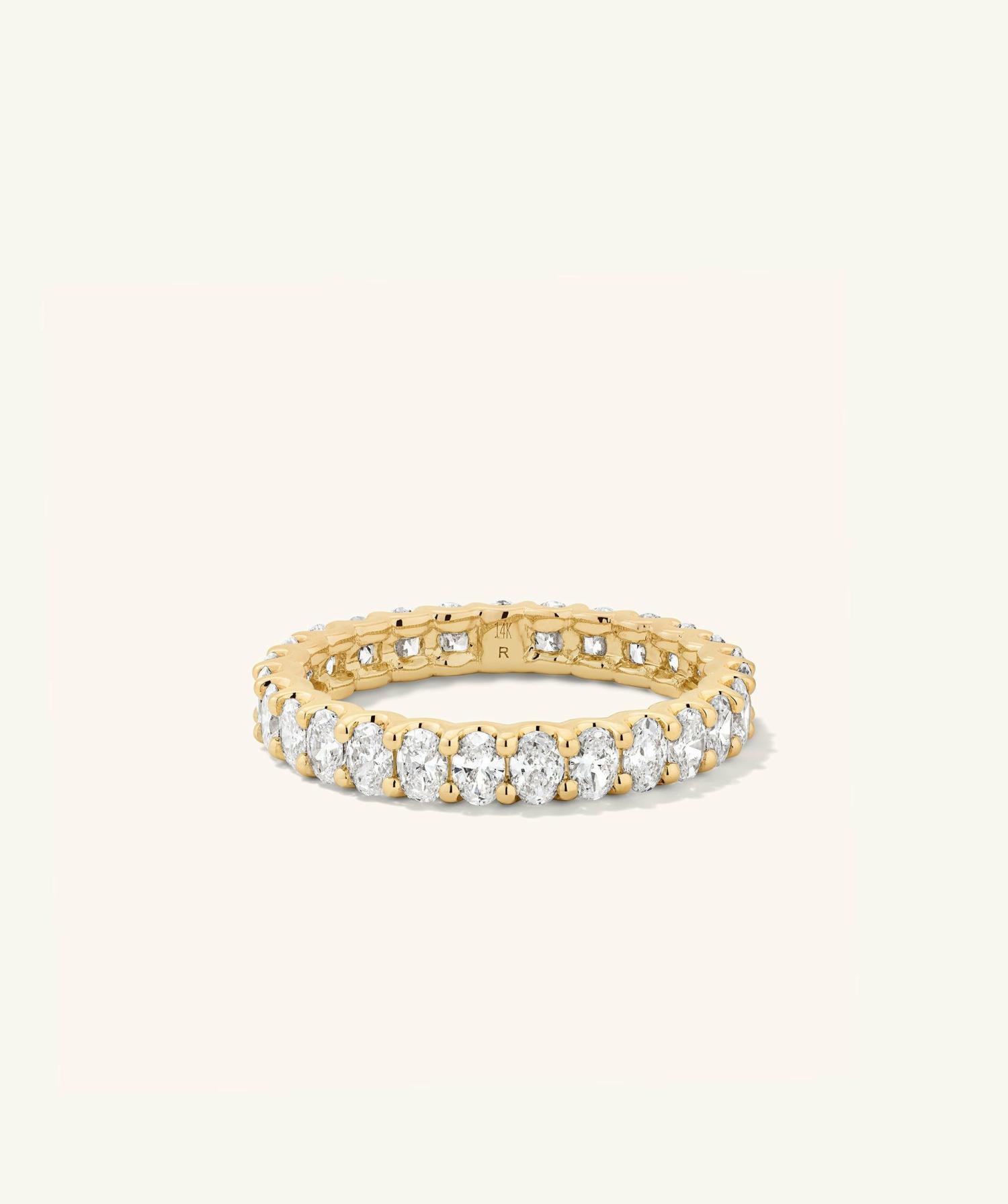 Lab Grown Diamond Oval Eternity Band 14k Yellow Gold | Womens Engagement Rings