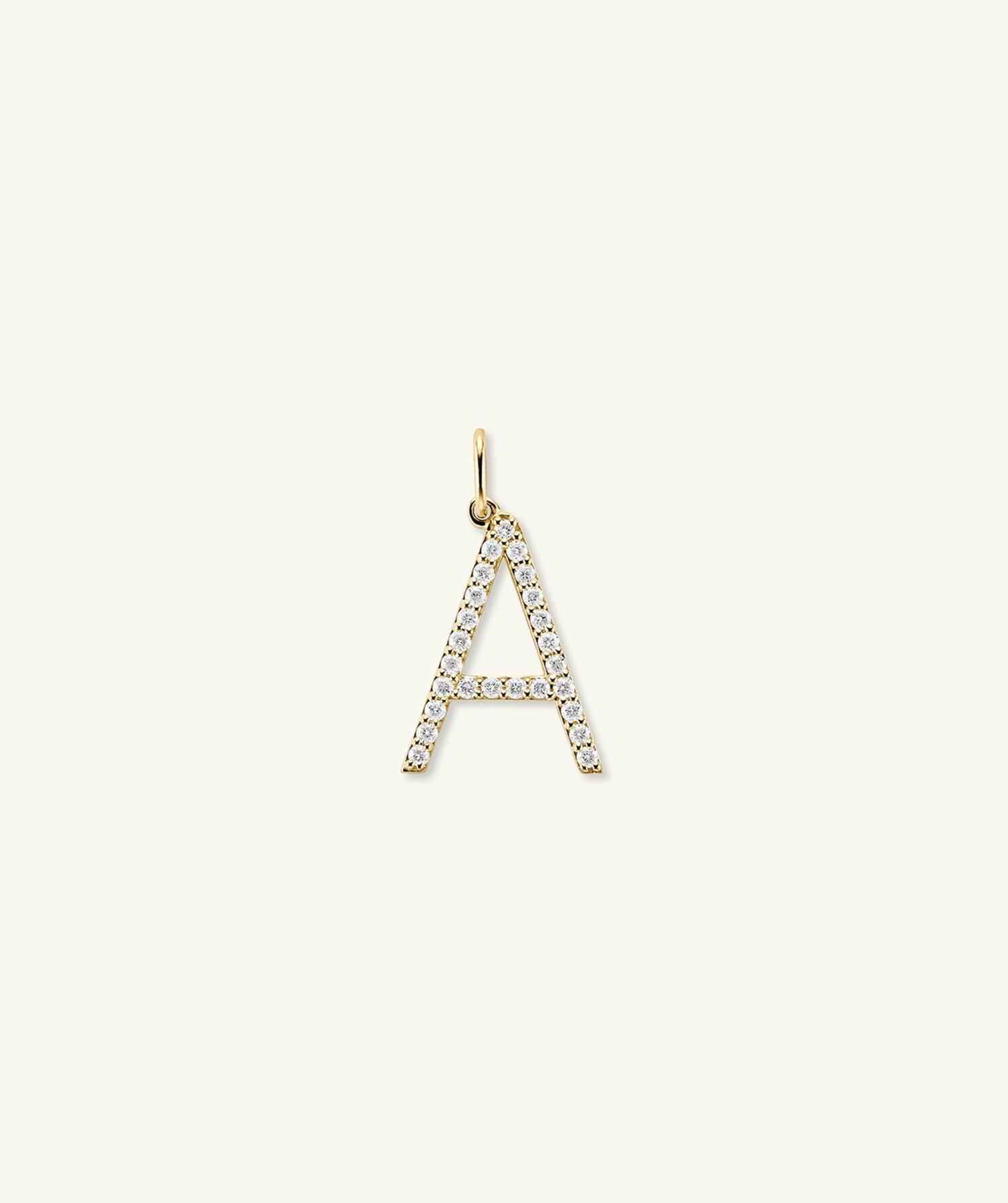 Lab Grown Diamond Oversized Letter Charm 14k Yellow Gold | Womens Necklace Charms