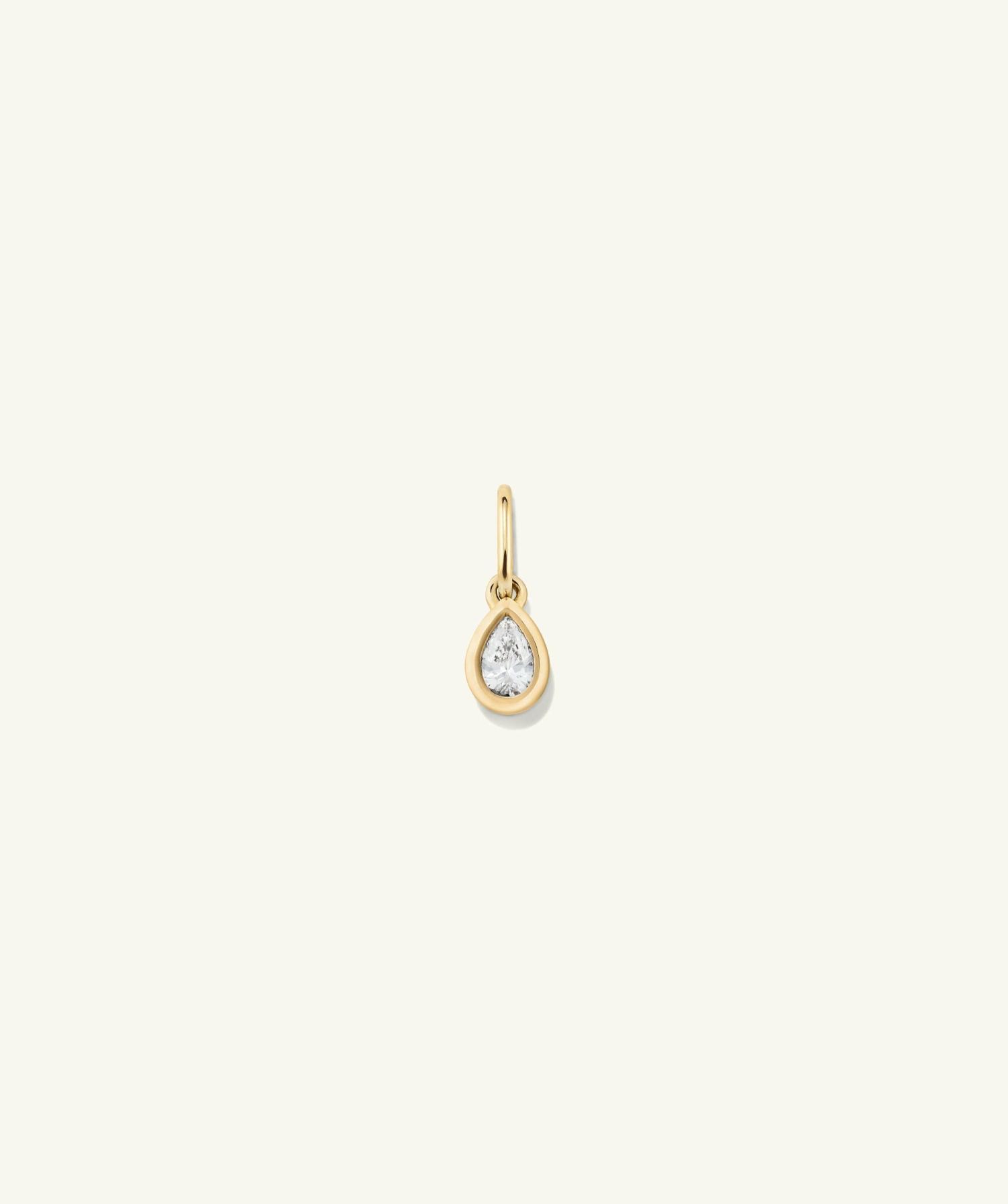 Lab Grown Diamond Pear Bezel Pendant 14k Yellow Gold | Womens Bracelet Charms