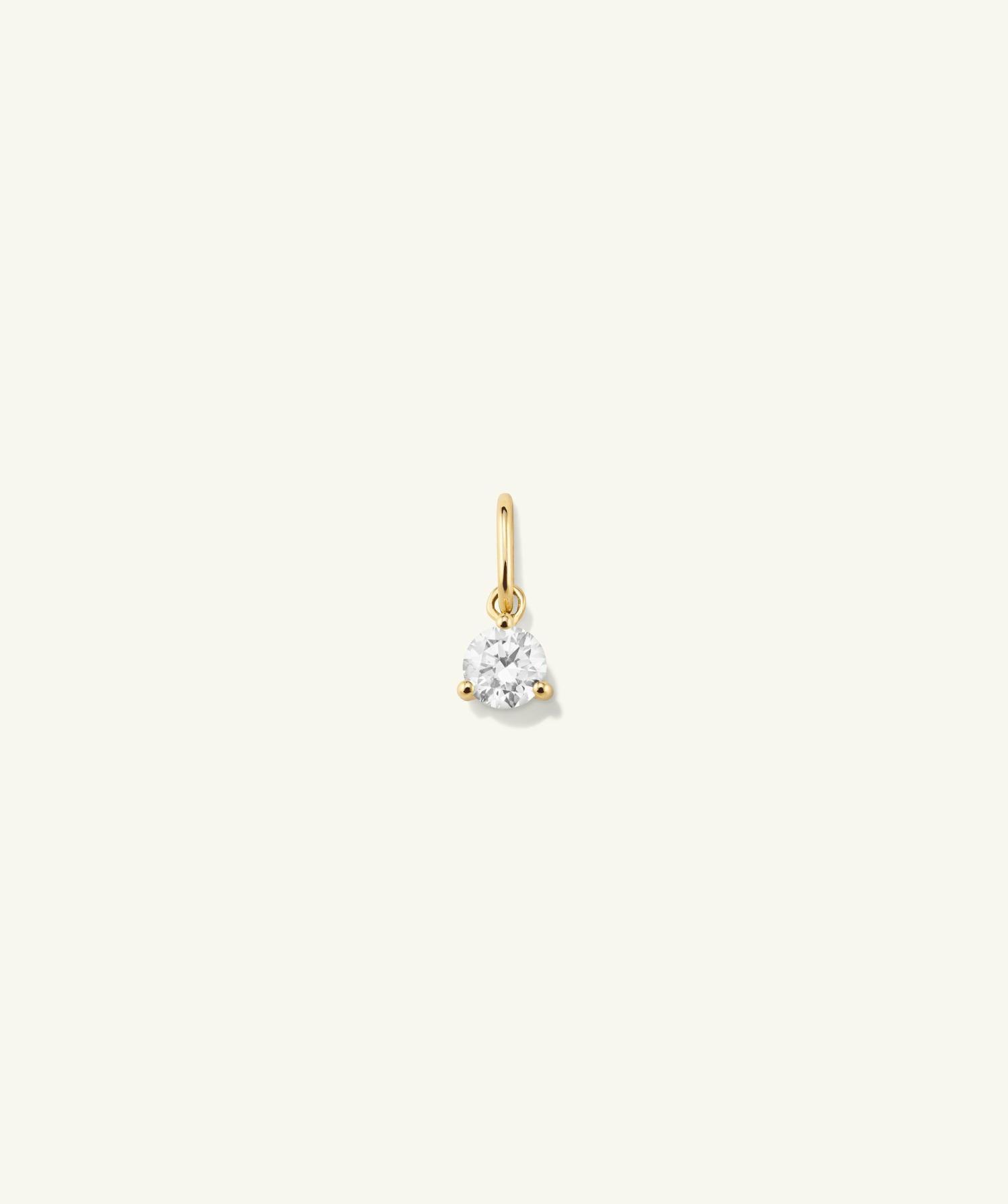 Lab Grown Diamond Round Pendant 14k Yellow Gold | Womens Bracelet Charms