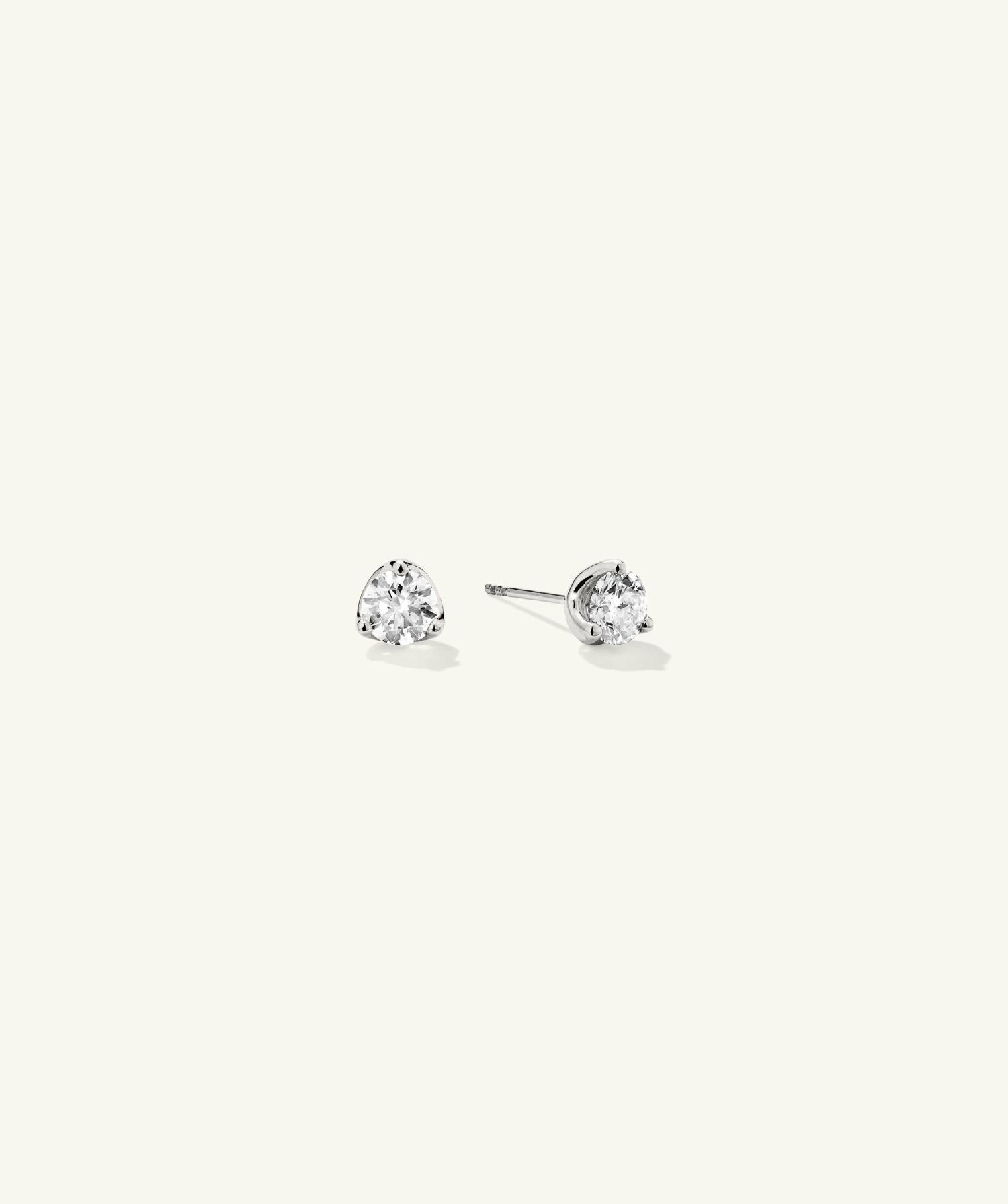 Lab Grown Diamond Round Studs 1 TCW 14k White Gold | Womens Stud Earrings