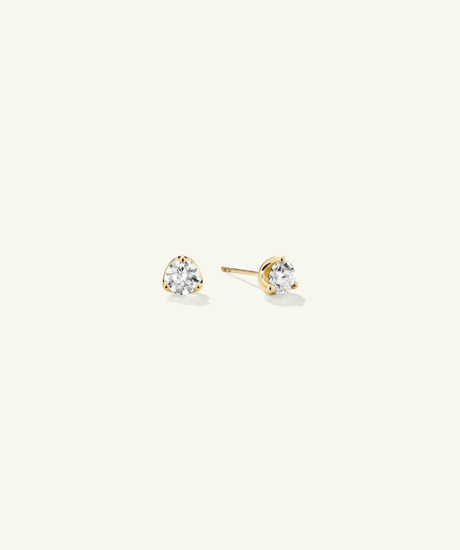 Lab Grown Diamond Round Studs 1 TCW 14k Yellow Gold | Womens Stud Earrings