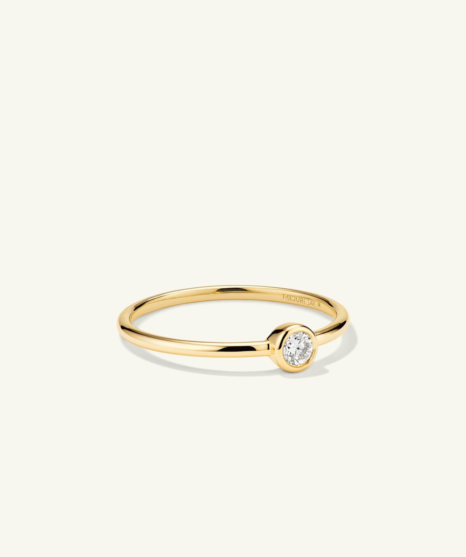 Lab Grown Diamond Solo Ring 14k Yellow Gold | Womens Stackable Rings