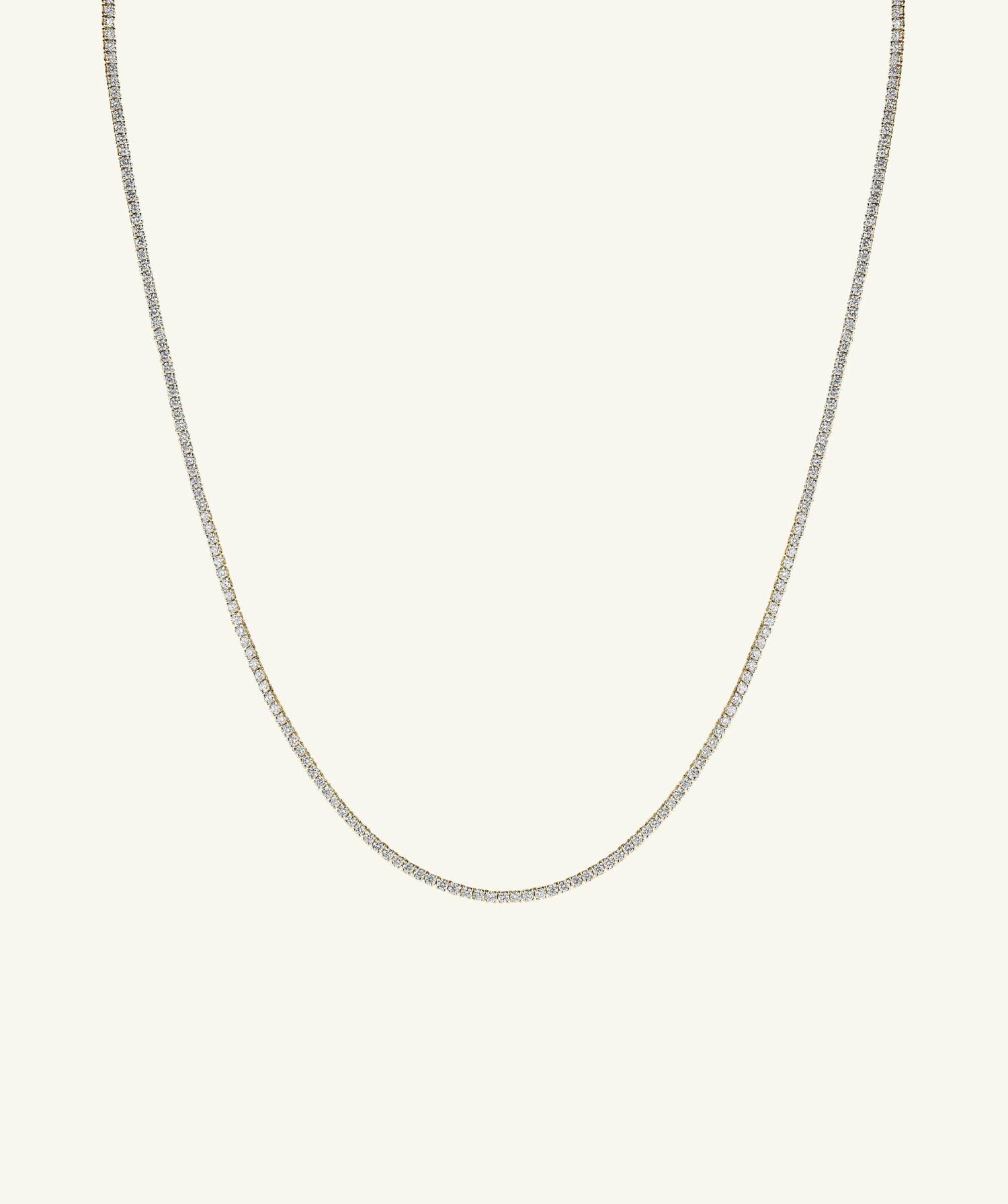 Lab Grown Diamond Tennis Necklace 1.8mm 14k Yellow Gold | Womens Tennis Necklaces