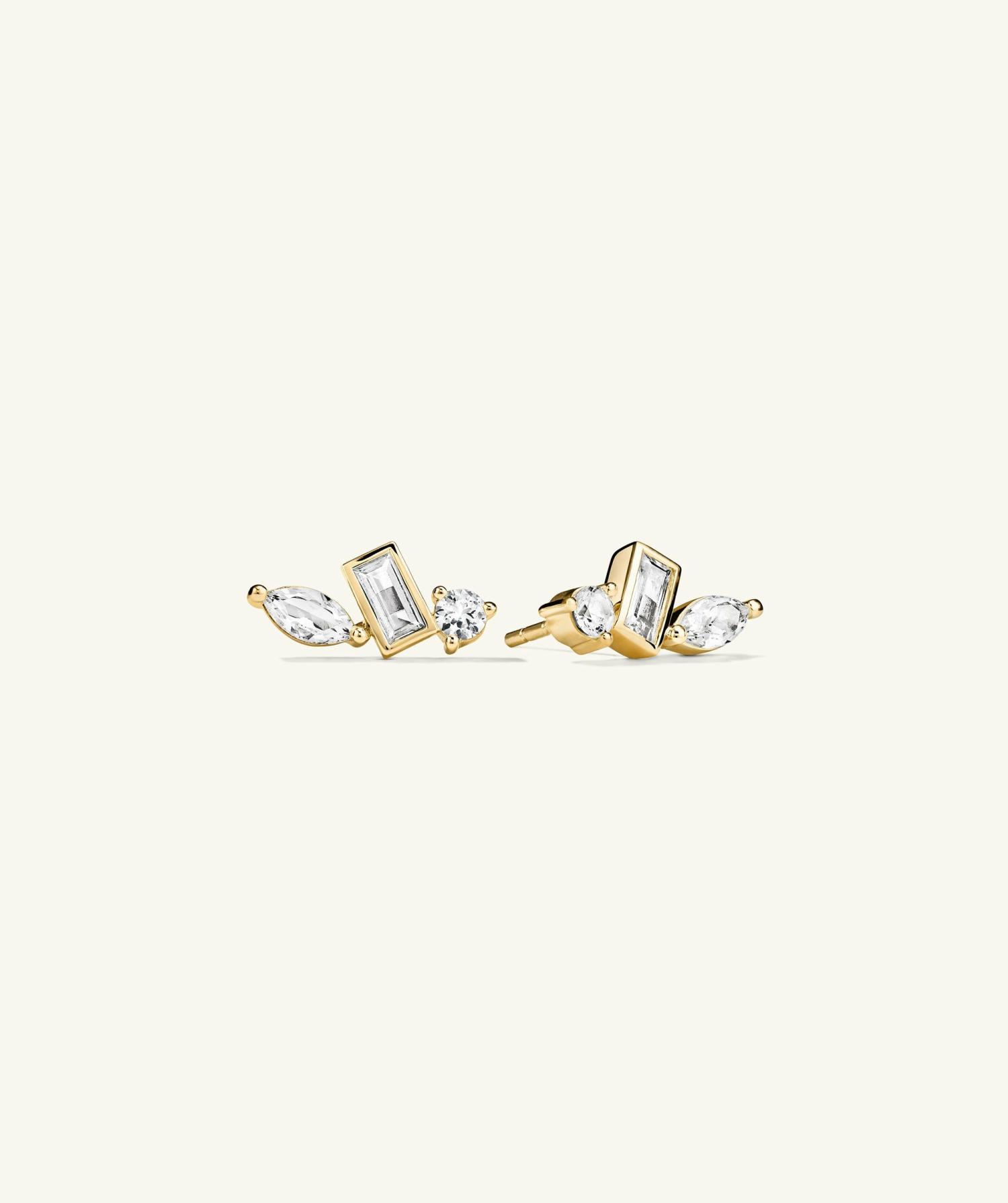 Lab Grown Sapphire Climber Studs Gold Vermeil | Womens Ear Climbers