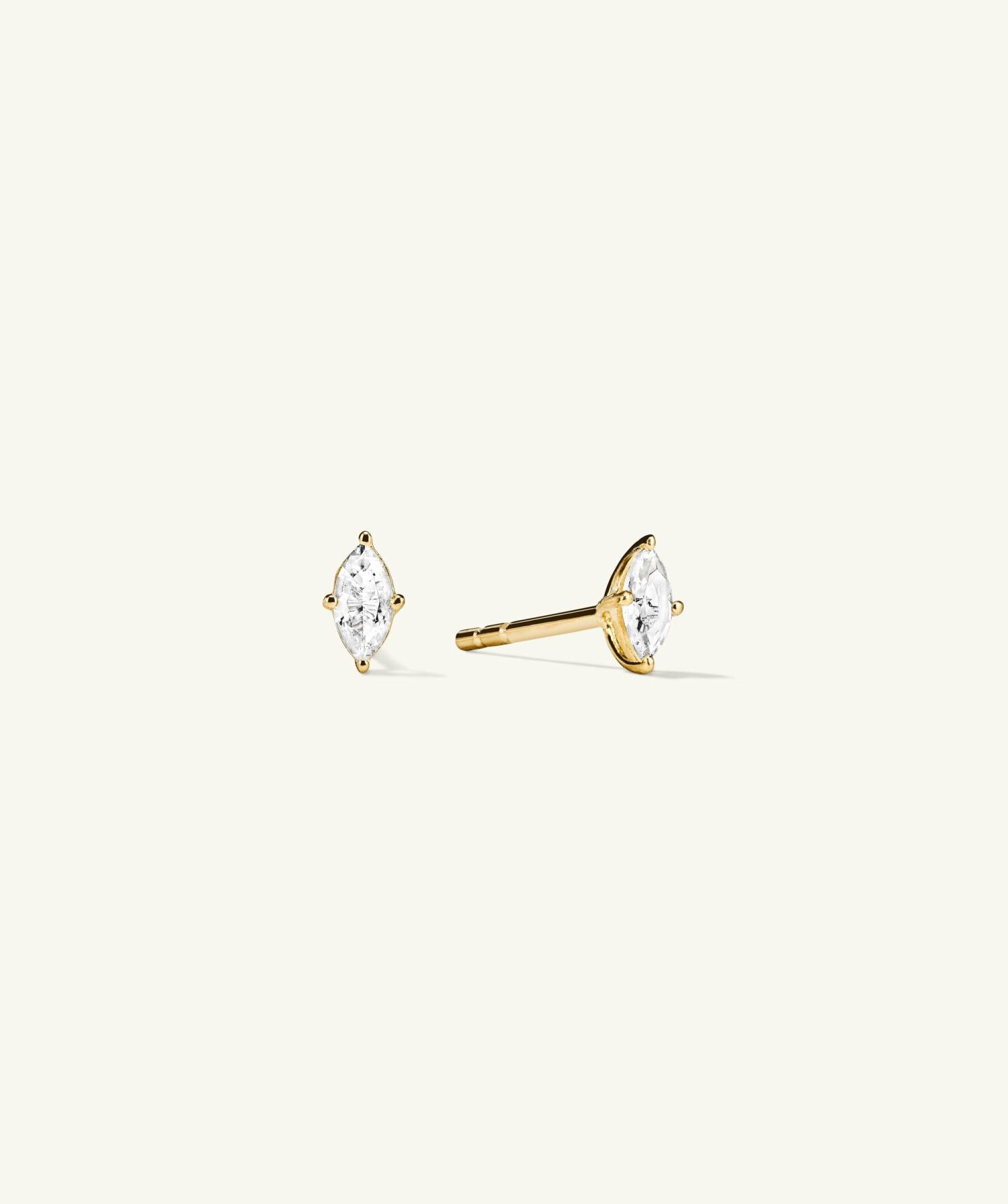 Lab Grown Sapphire Marquise Cut Studs Gold Vermeil | Womens Stud Earrings