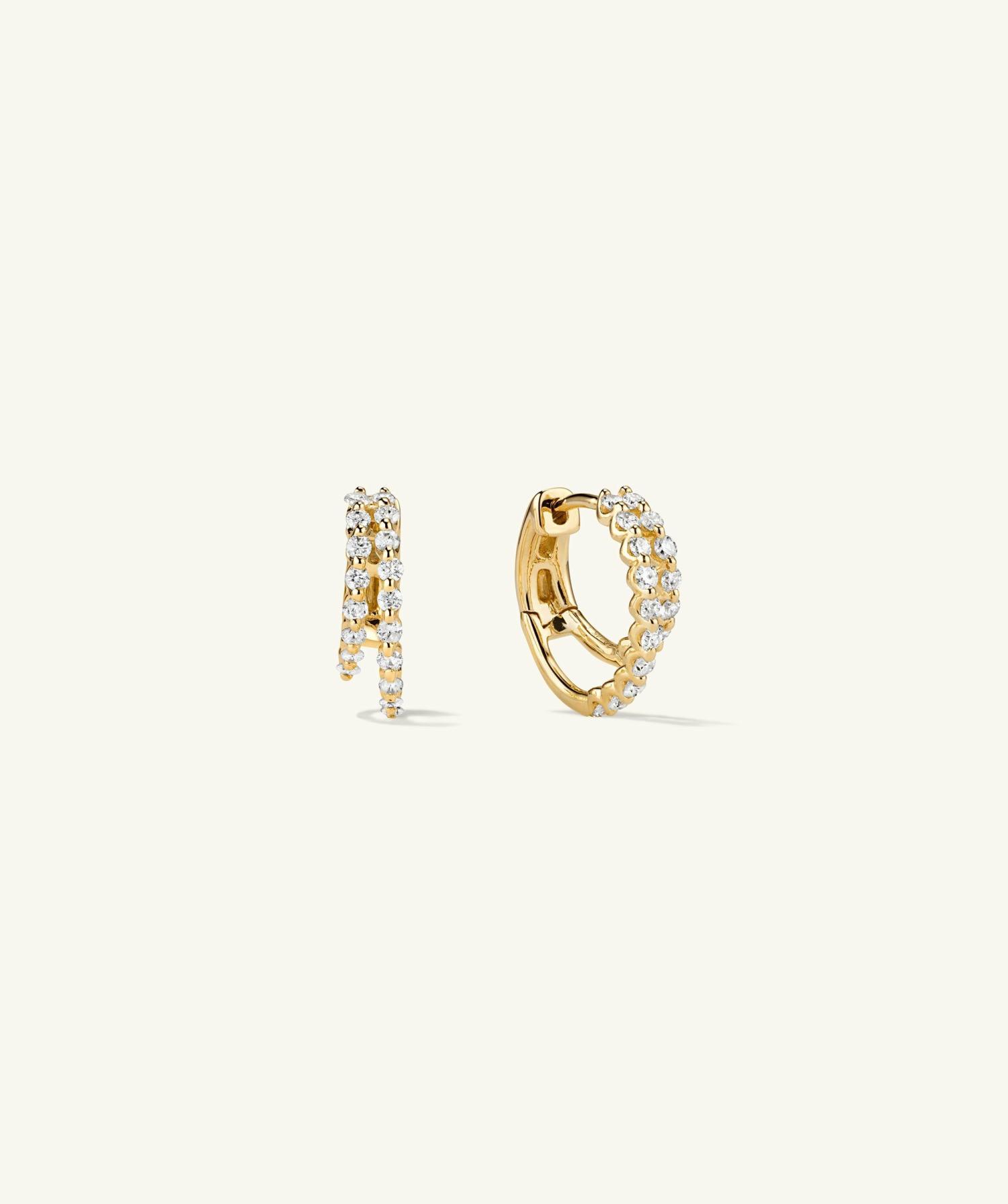 Lace Diamond Duo Hoops 14k Yellow Gold | Womens Hoop Earrings