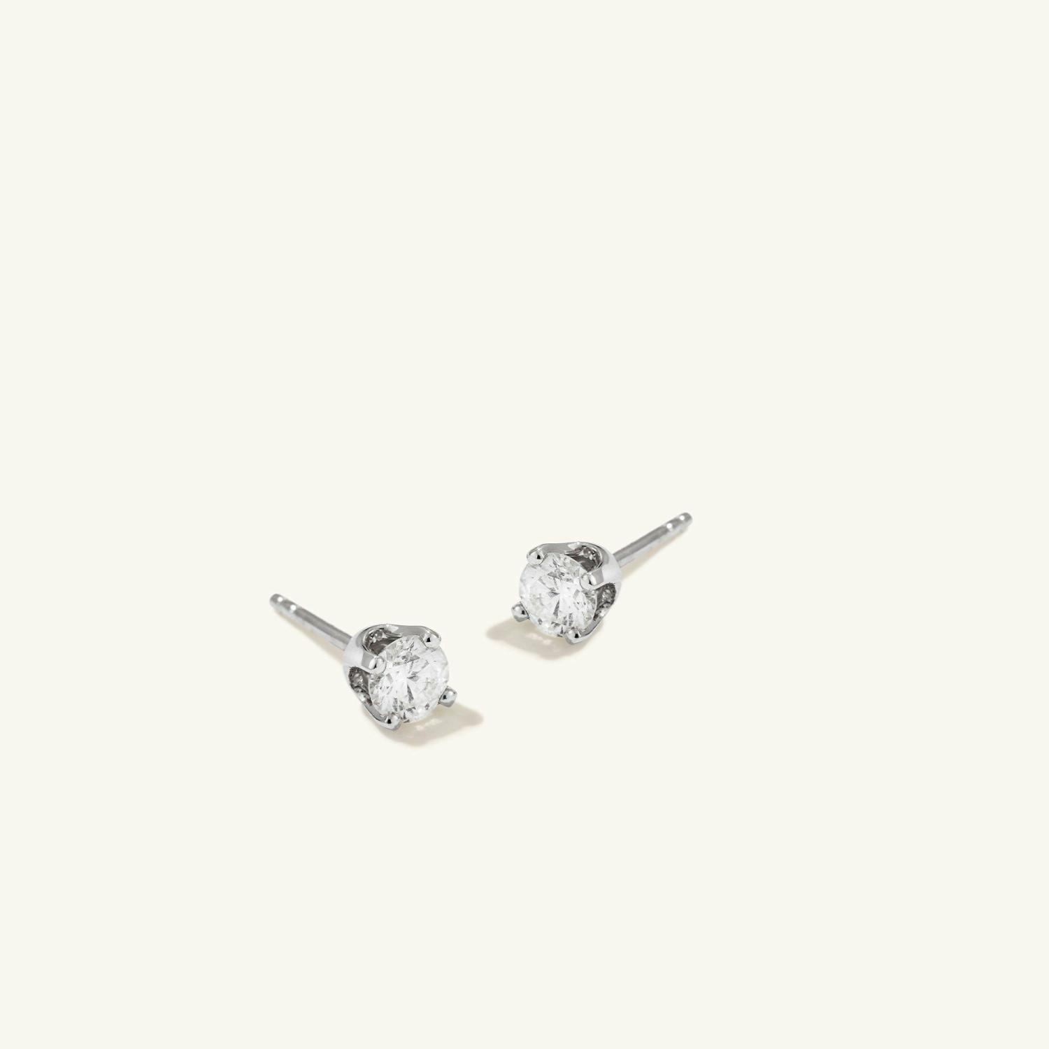 Large Diamond Studs 14k White Gold | Womens Stud Earrings