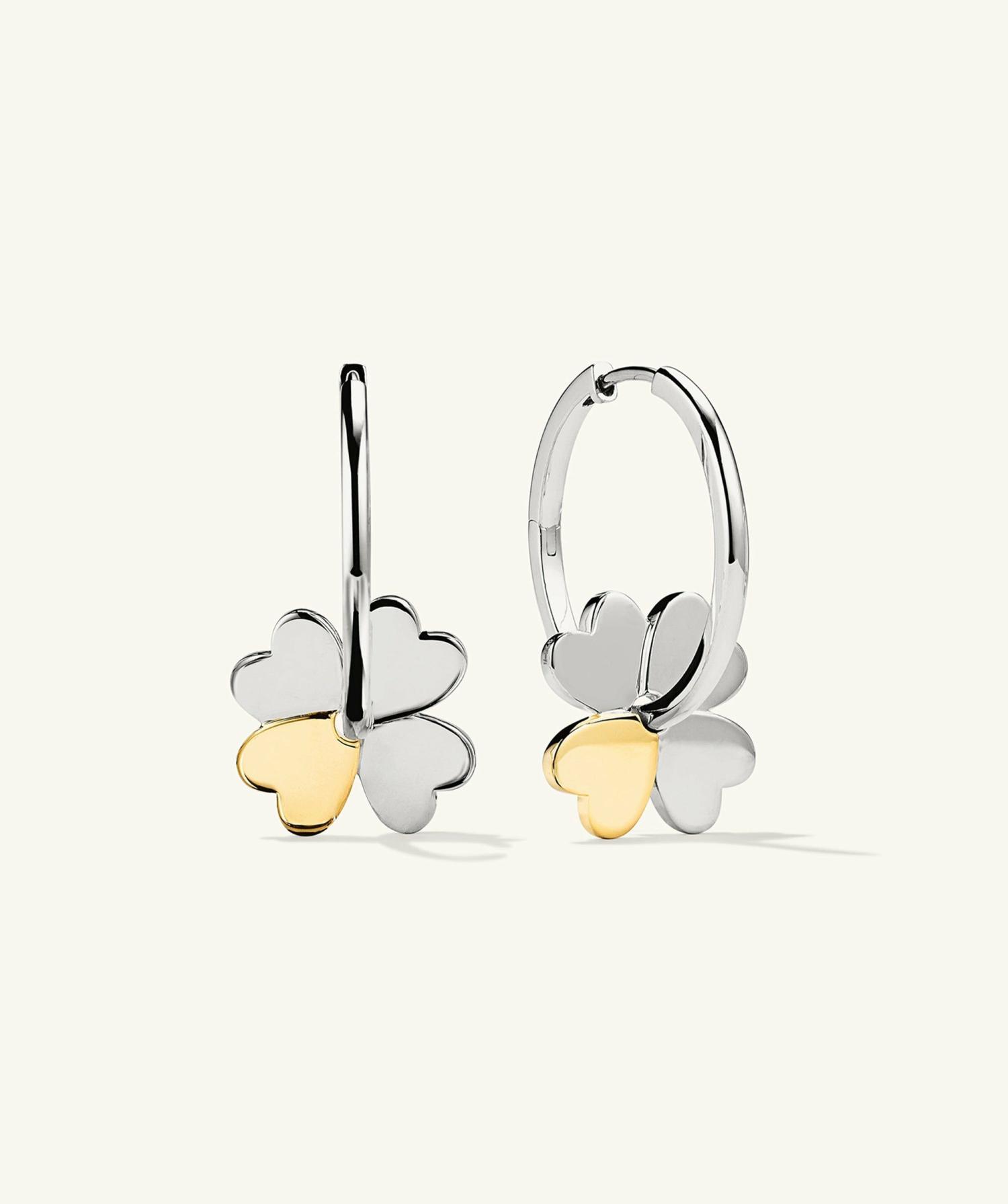 Mejuri x GANNI Clover Convertible Hoops Sterling Silver/Gold Vermeil | Womens Hoop Earrings