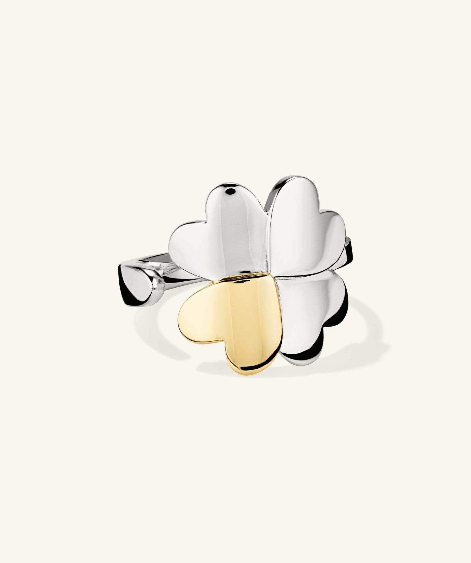 Mejuri x GANNI Clover Wrap Ring Sterling Silver, Gold Vermeil | Womens Statement Rings