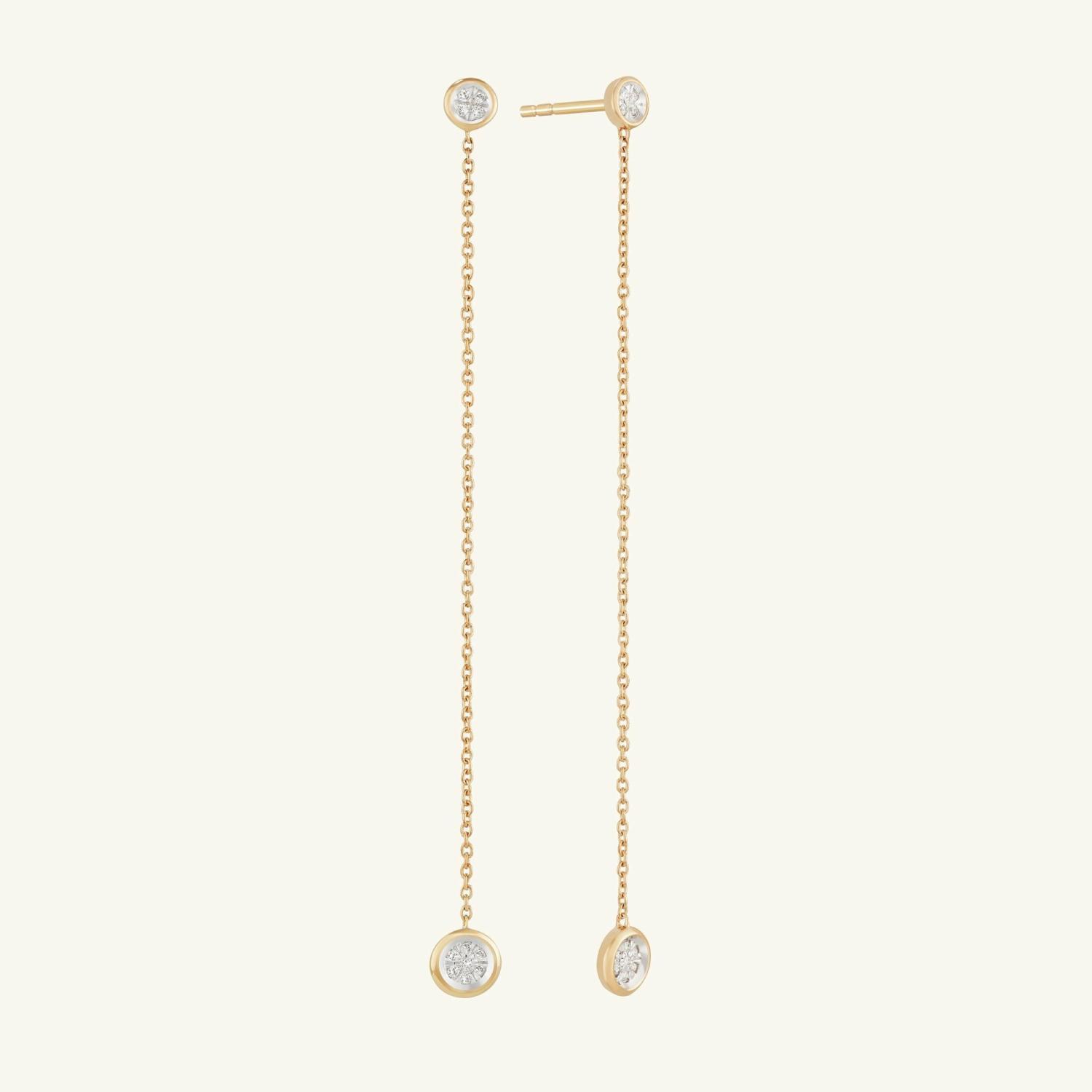 Micro-Pavé Diamond Rivière Earrings 14k Yellow Gold | Womens Drop Earrings