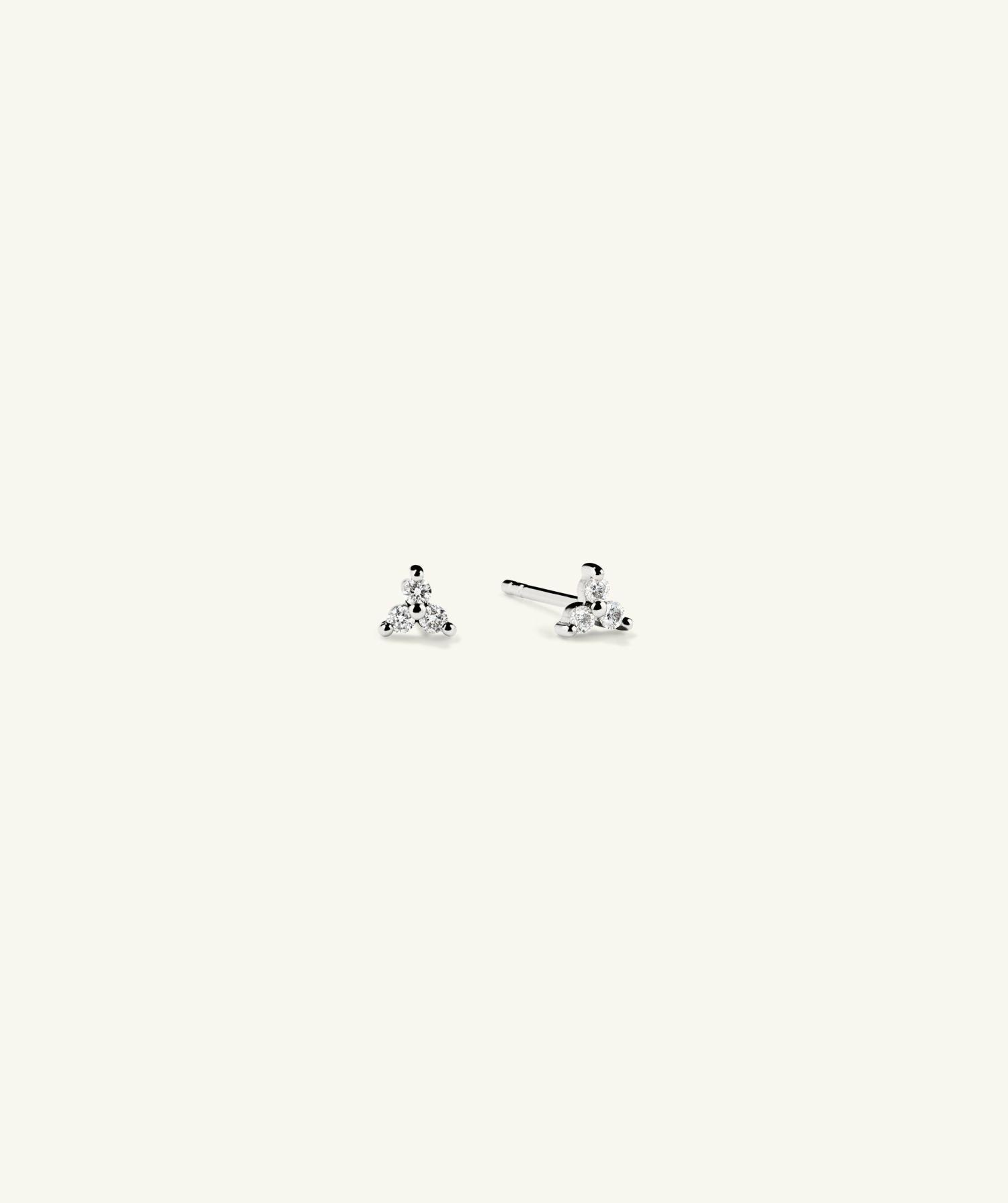 Mini Lotus Diamond Studs 14k White Gold | Womens Stud Earrings