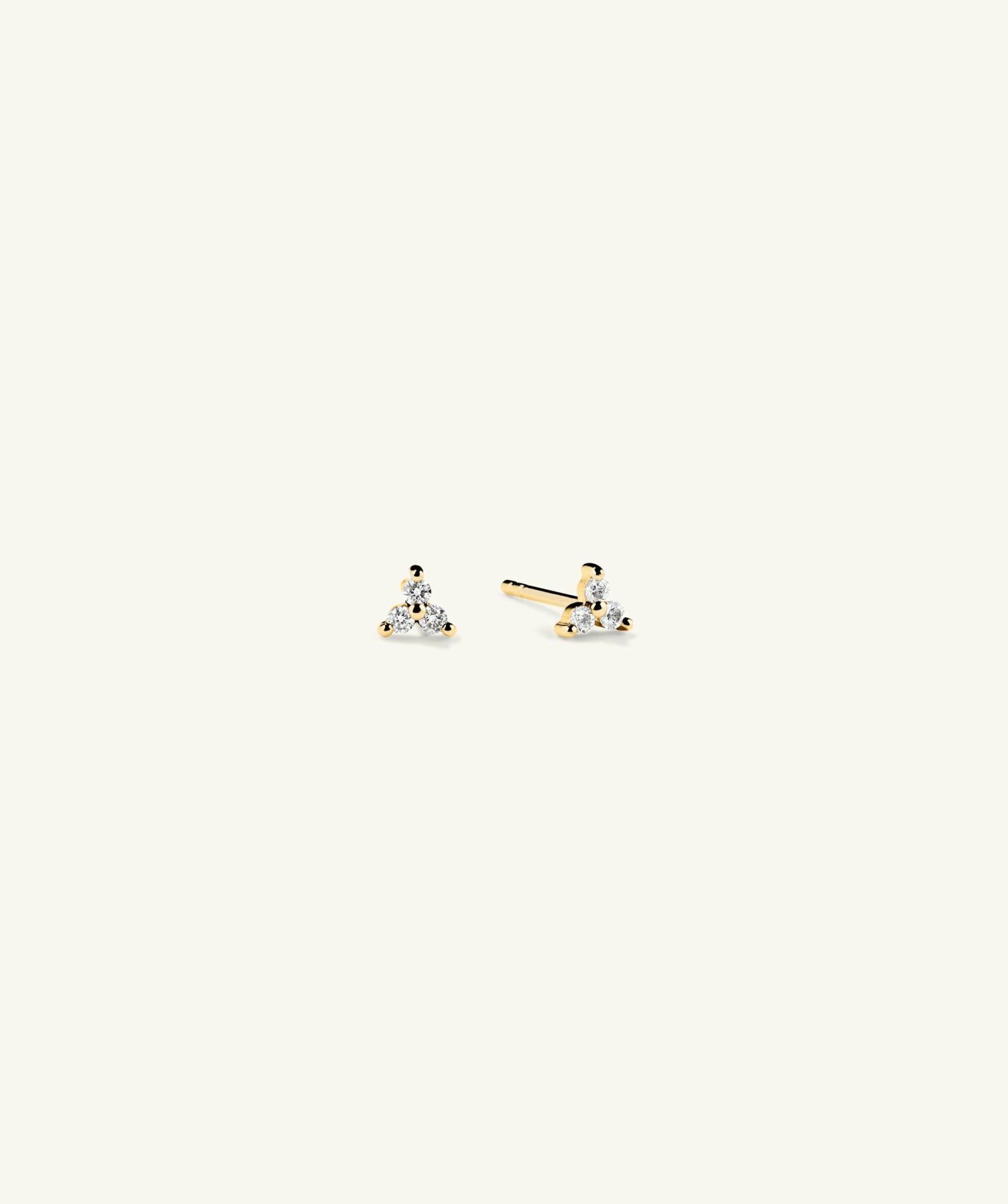 Mini Lotus Diamond Studs 14k Yellow Gold | Womens Stud Earrings