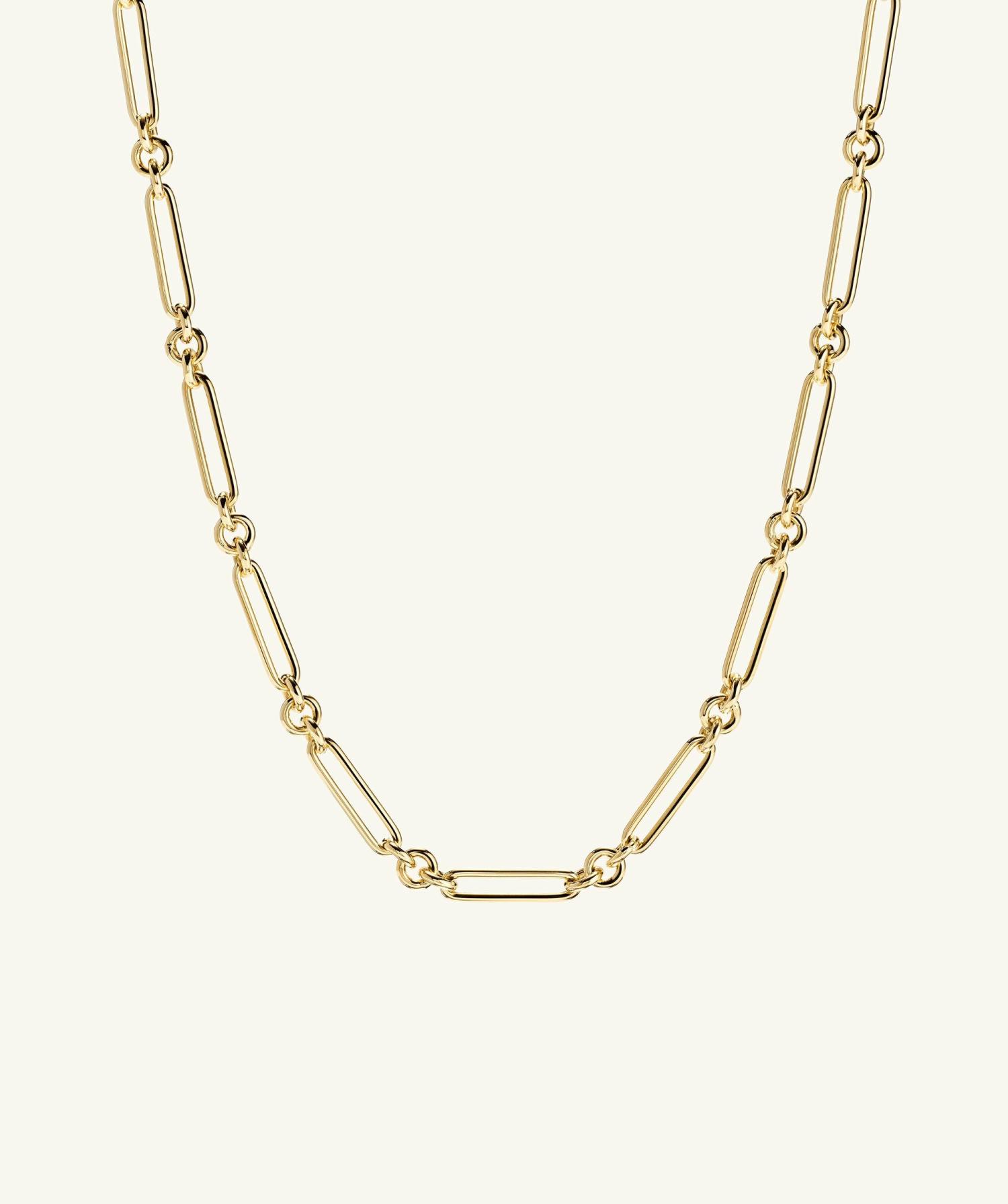 Mixed Link Paperclip Chain Charm Necklace 14k Yellow Gold | Womens Chain Necklaces