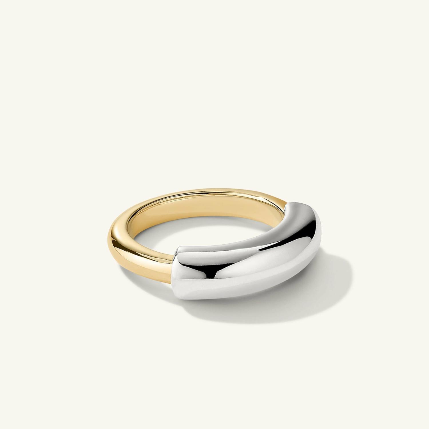 Mixed Tube Ring Sterling Silver, Gold Vermeil | Womens Statement Rings